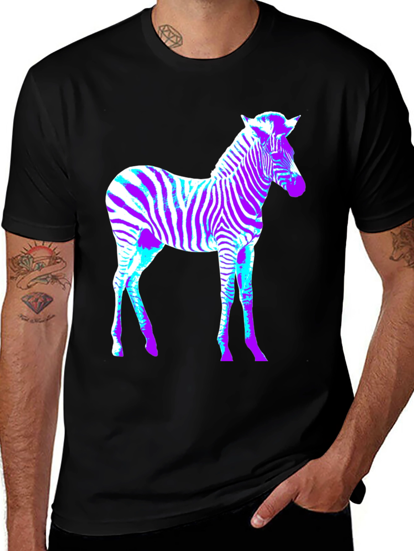 Variant 14 of Zebra Print Tee - Black Graphic T-Shirt