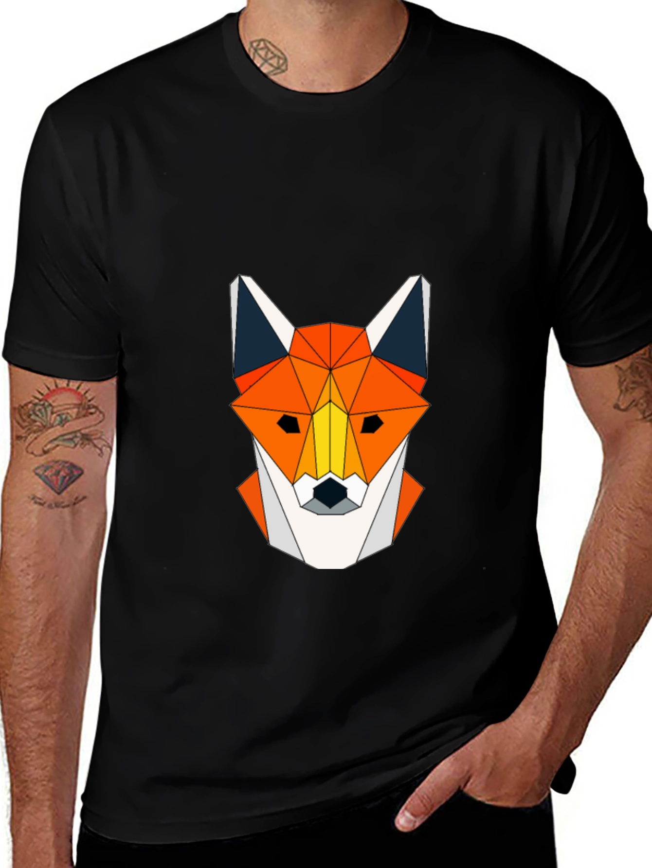 Geometric Fox Head Graphic Tee - Modern Design