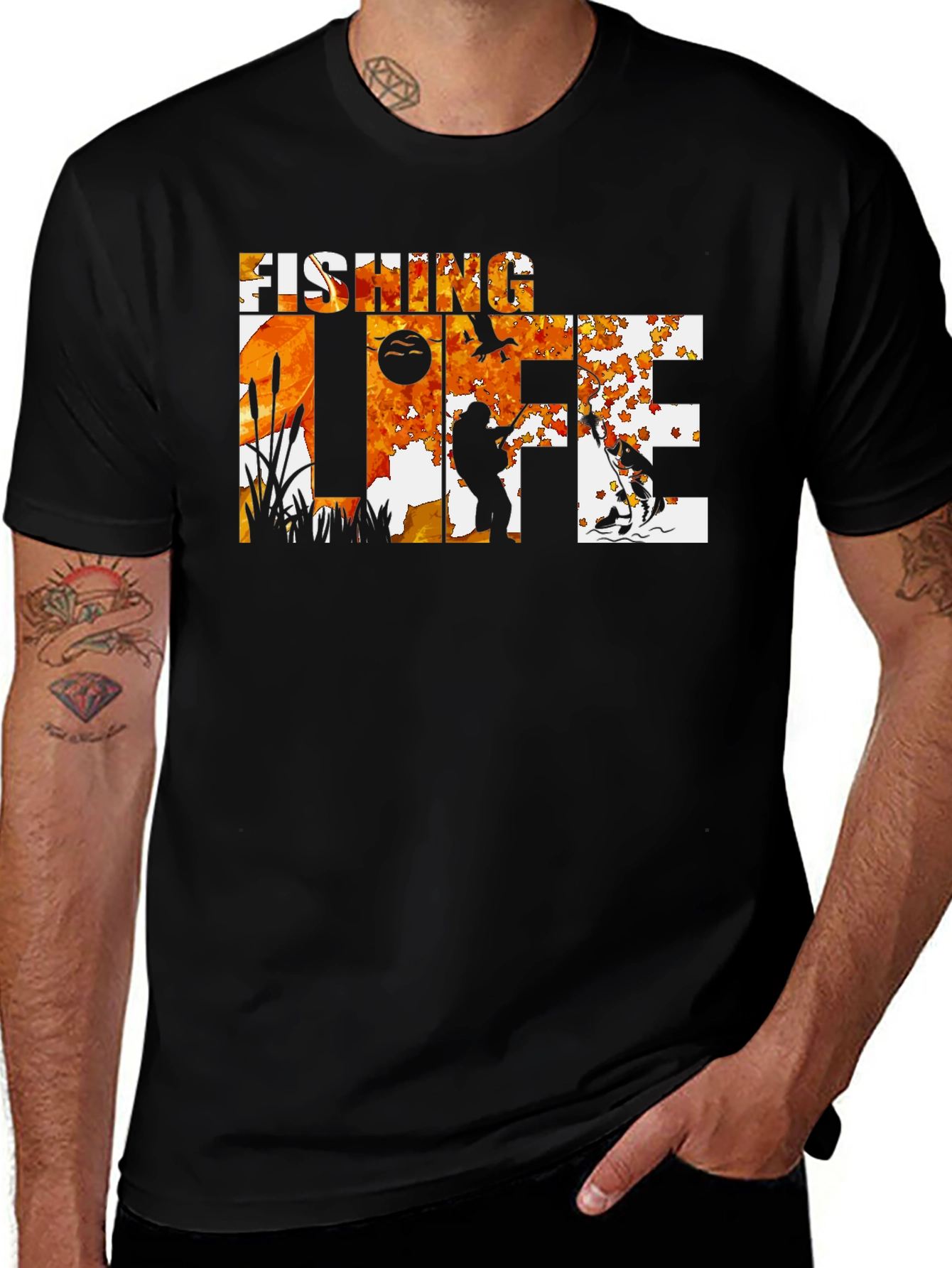 Variant 2 of Fishing Life Black T-Shirt - Outdoor Adventure Tee