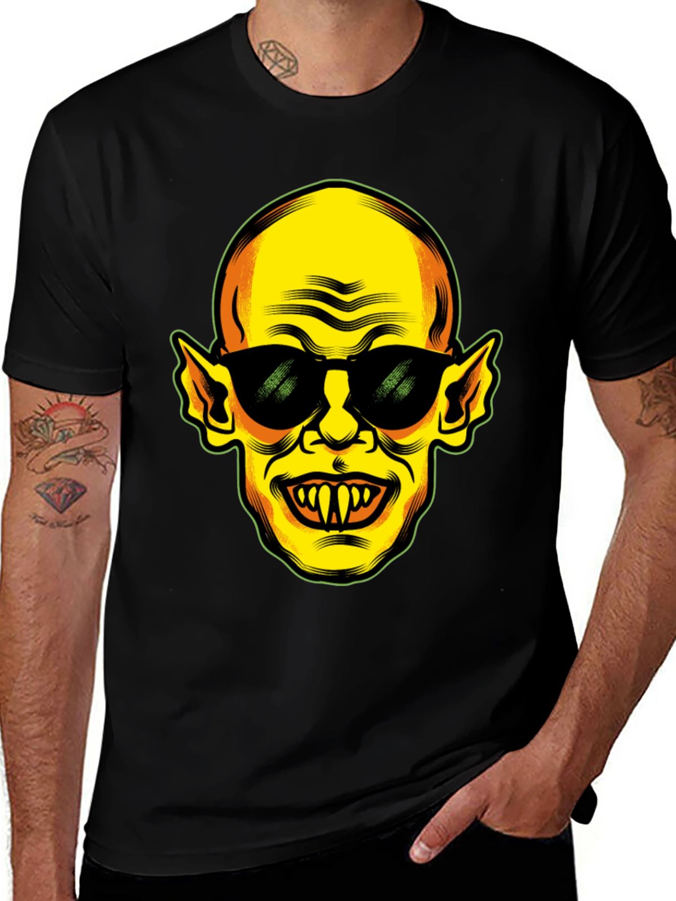 Variant 2 of Cool Vampire Graphic Black T-Shirt