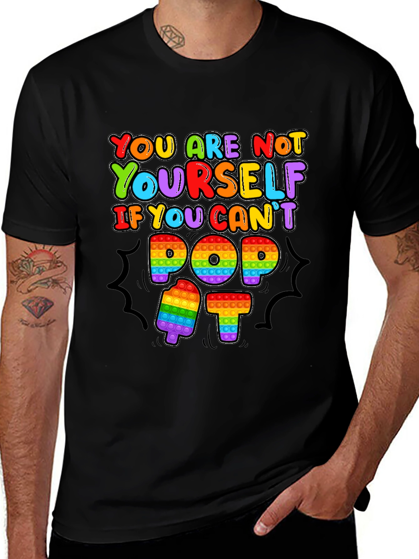 Pop It T-Shirt - You Are Not Yourself Pop It Black Tee