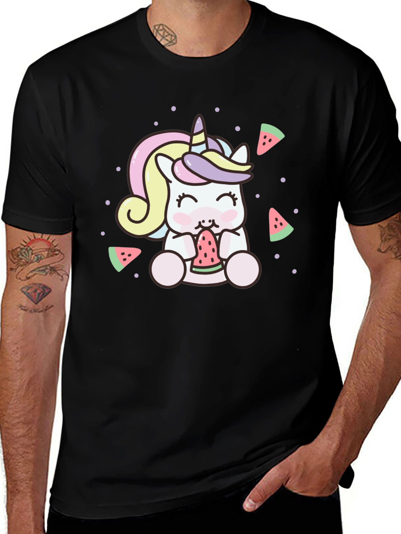 Variant 21 of Unicorn Eating Watermelon Graphic Tee - Cute & Comfy