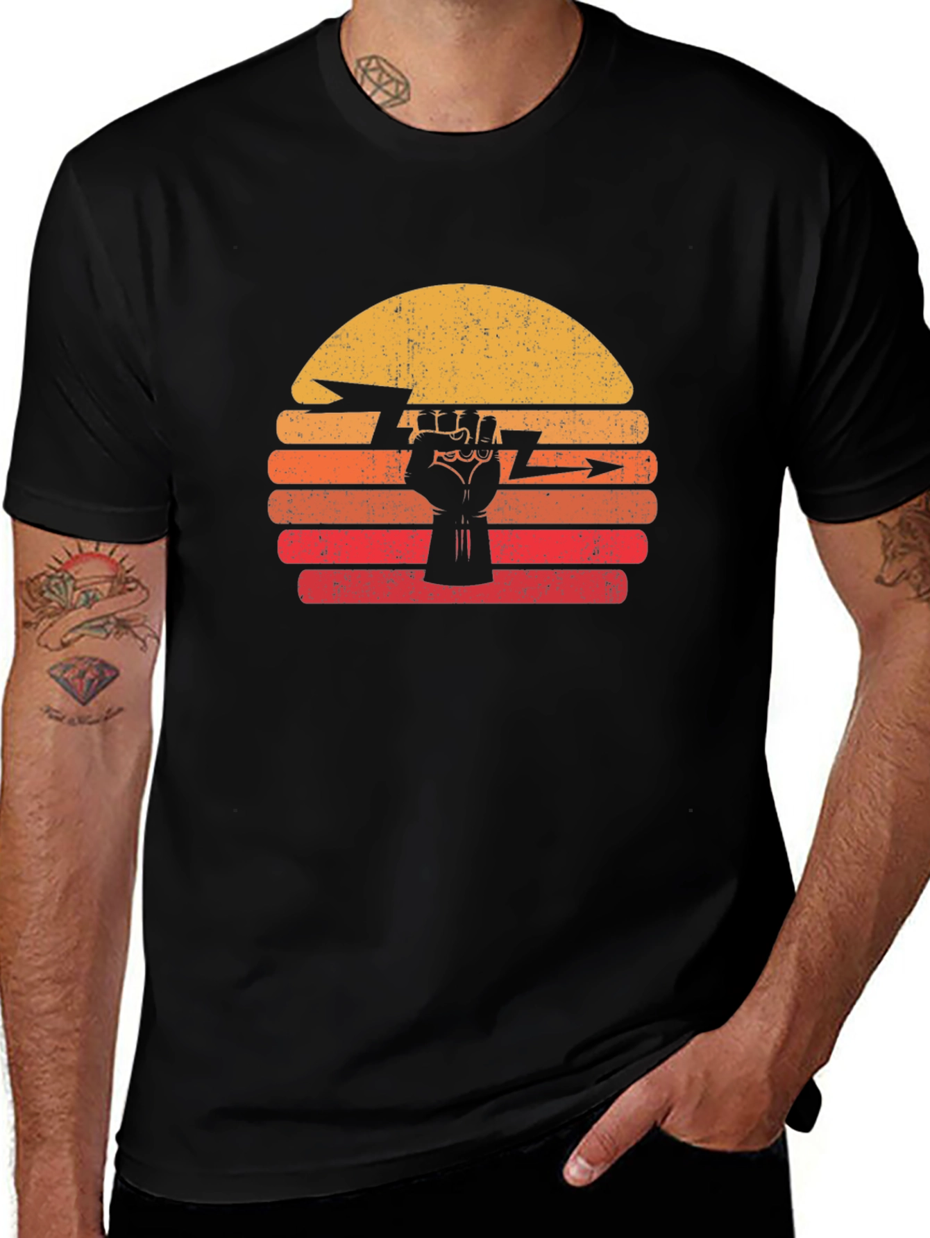 Variant 25 of Power Fist Graphic Tee - Sunset Design