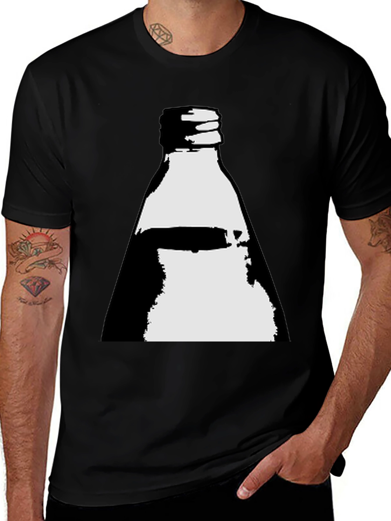 Variant 9 of Bottle Graphic Tee - Black Cotton Blend