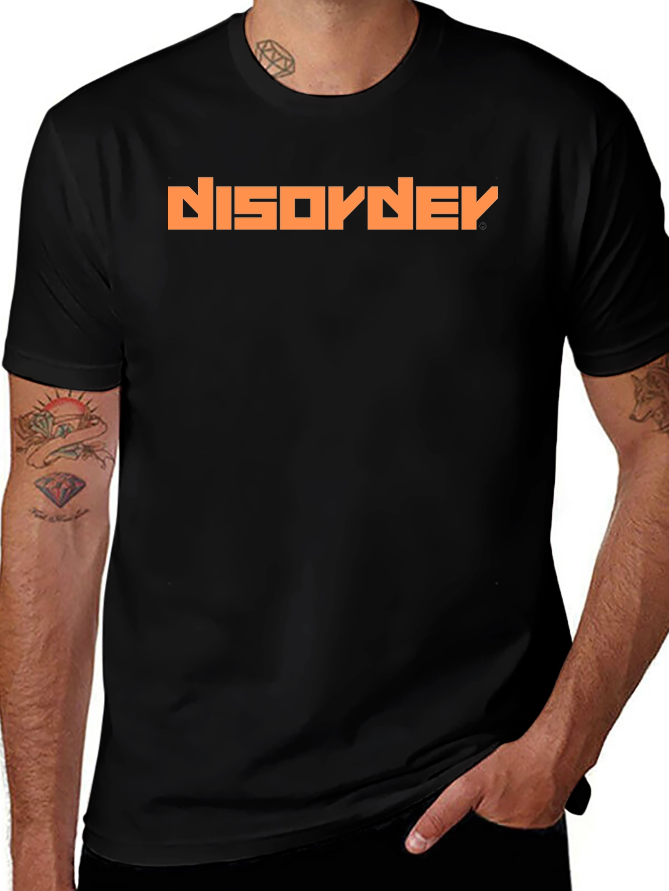 Variant 5 of Disorder Graphic Tee - Edgy Pixel Font Black T-Shirt