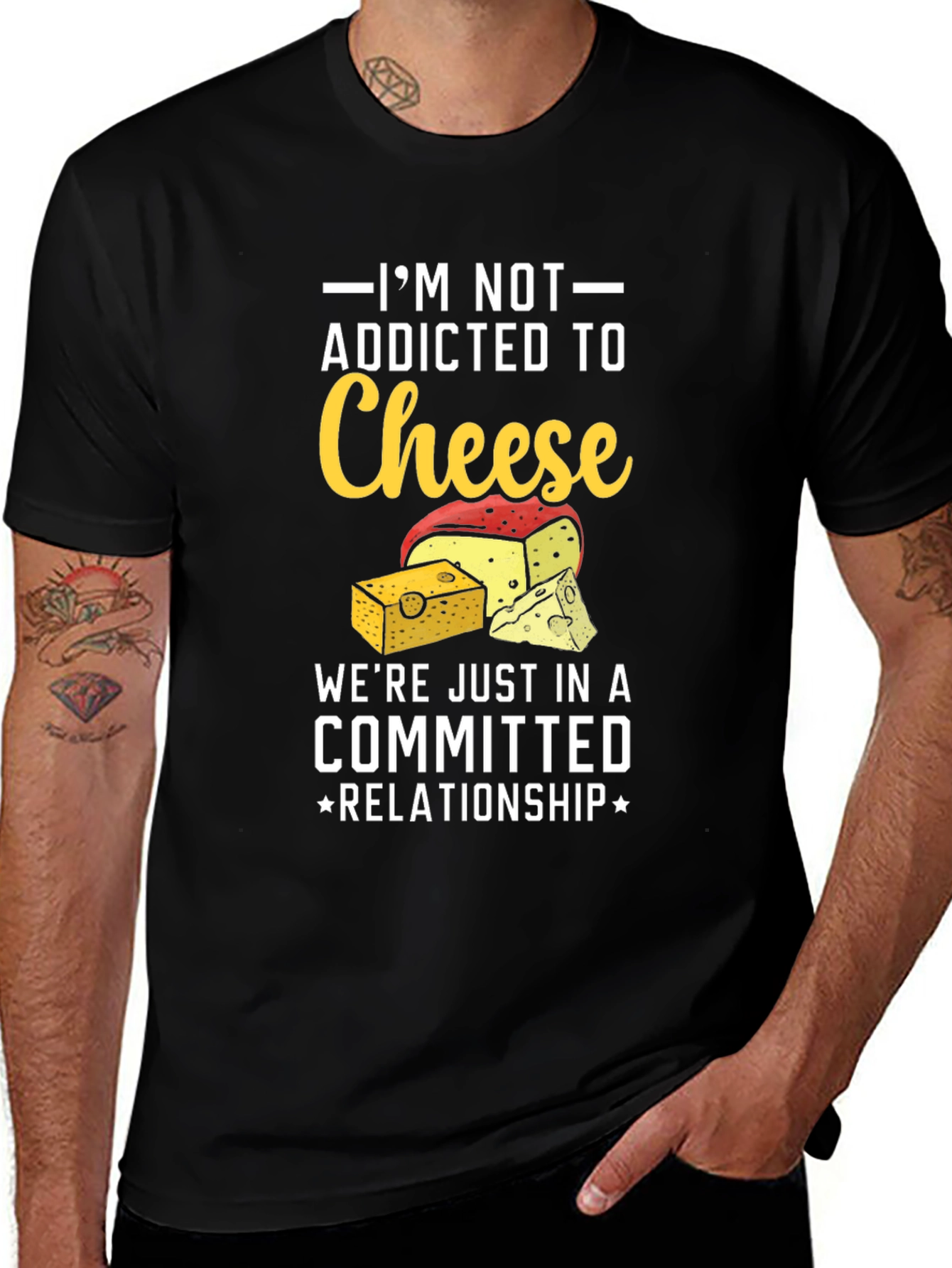 Variant 28 of Funny Cheese Lover T-Shirt: Committed Relationship Tee