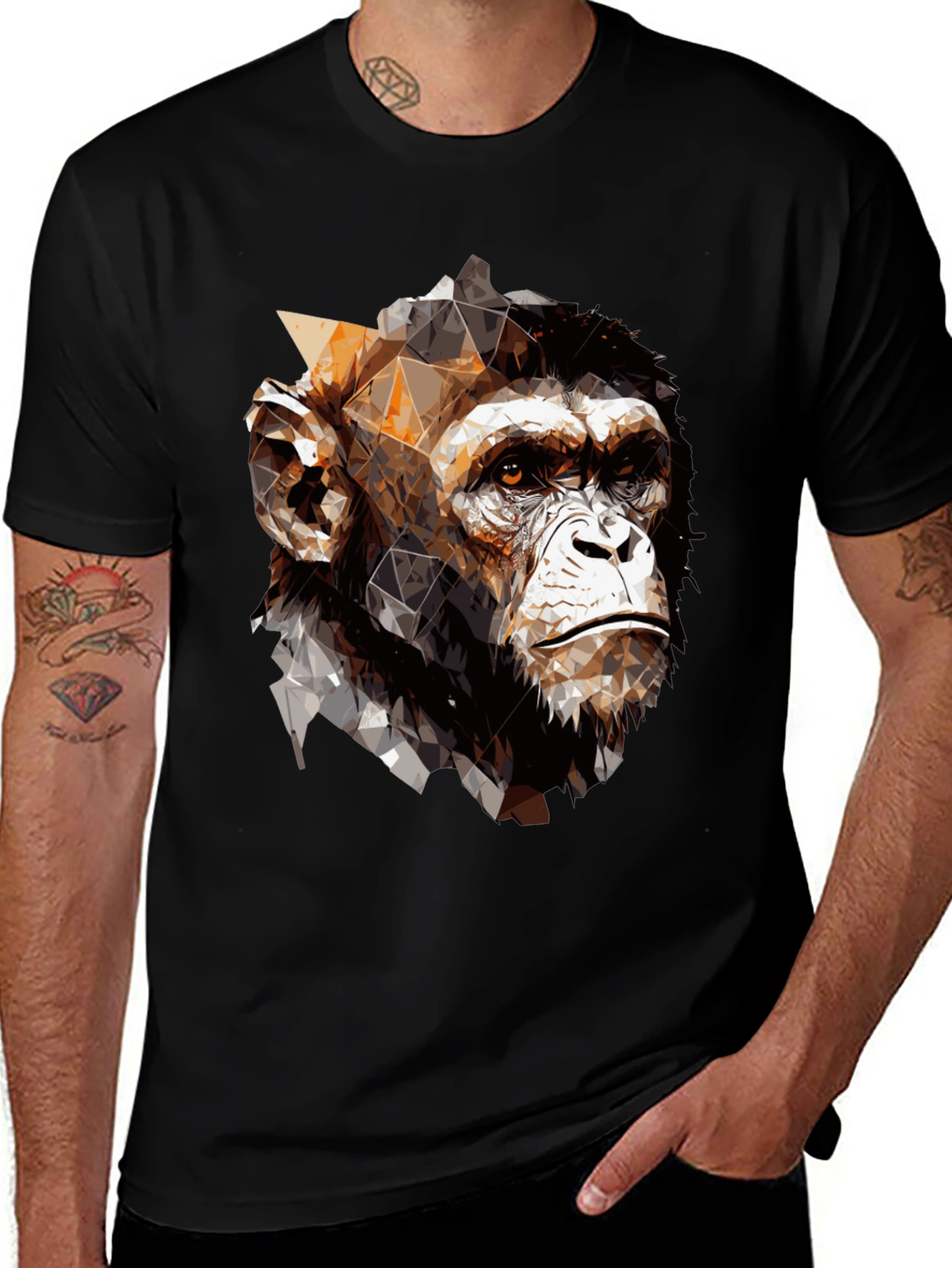 Variant 5 of Geometric Ape Graphic Tee - Modern Black T-Shirt