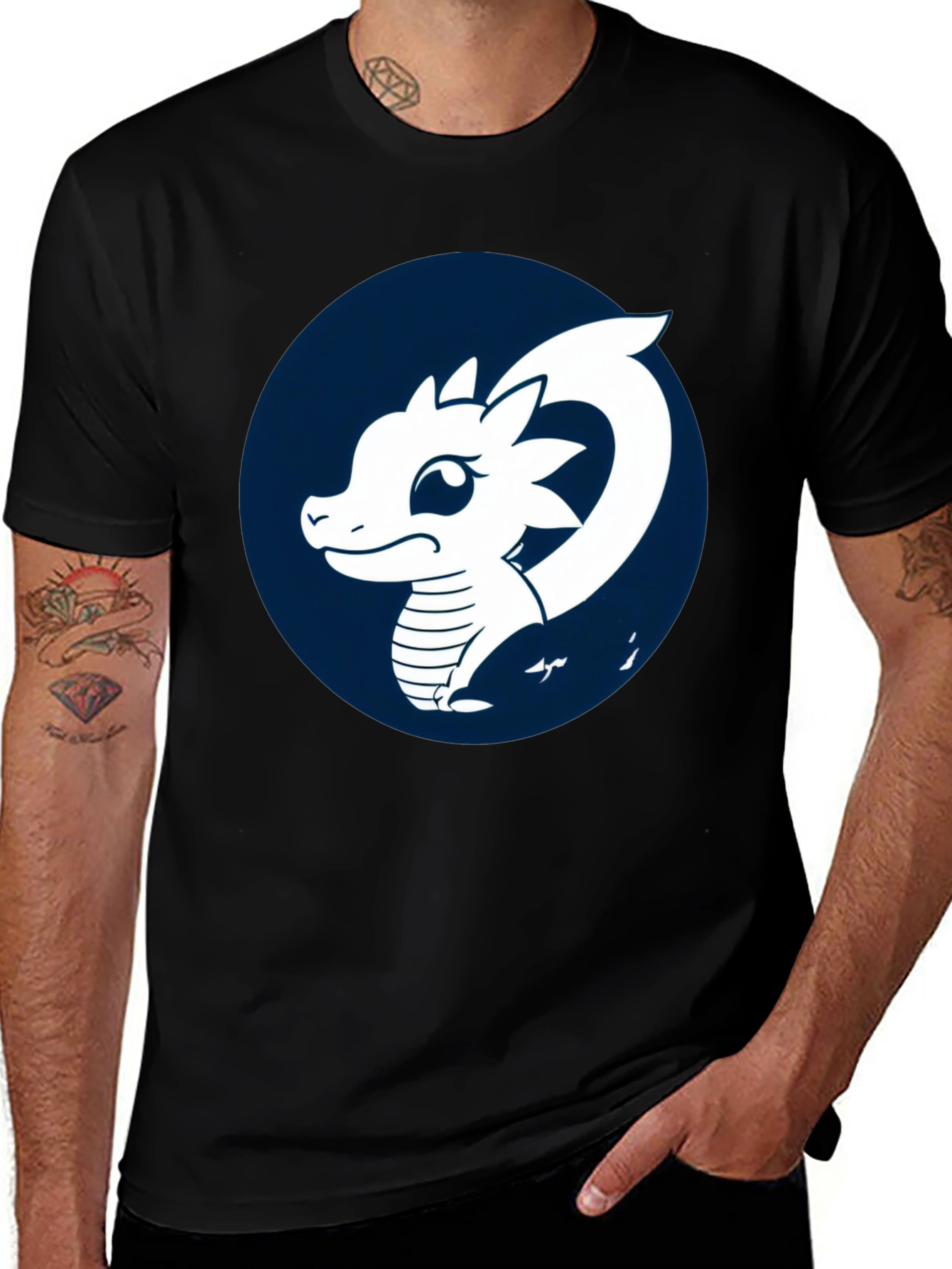 Variant 21 of Dragon Graphic T-Shirt - Black Cotton Tee
