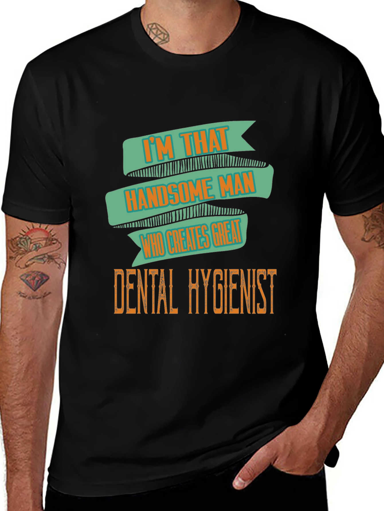 Variant 12 of Handsome Dental Hygienist Men's Black T-Shirt