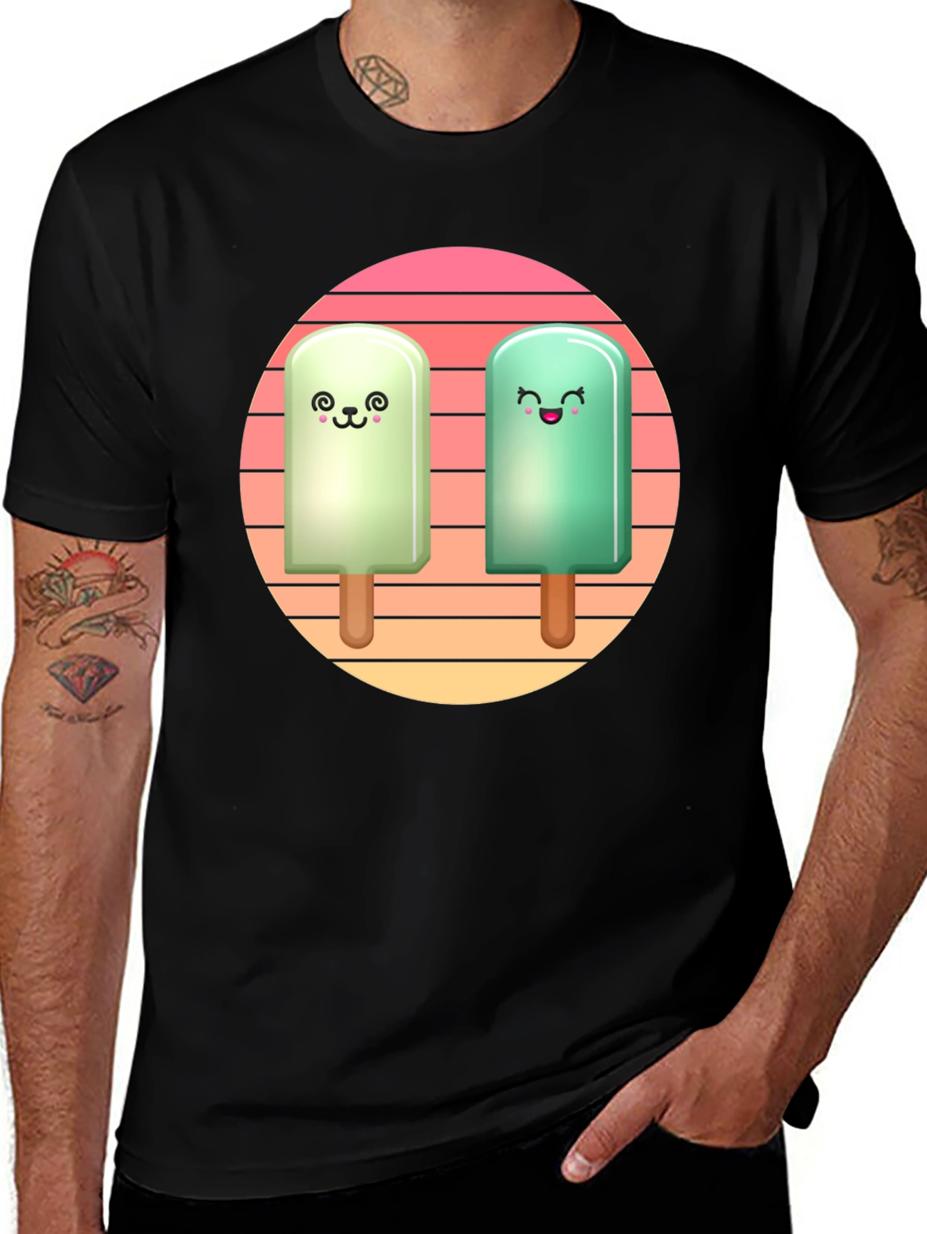 Variant 10 of Kawaii Ice Cream Pops Graphic Tee - Unisex Soft Black T-Shirt