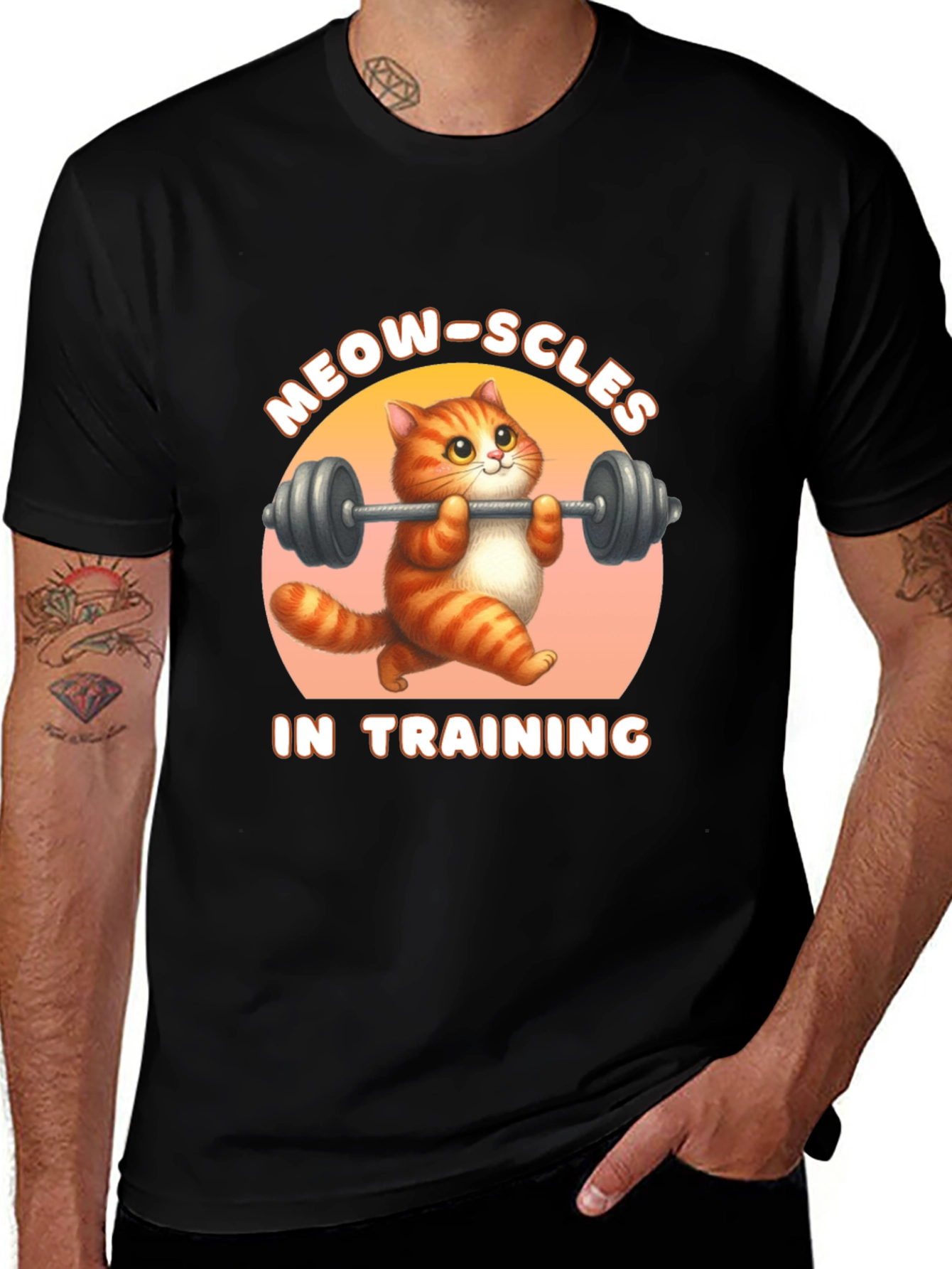 Variant 3 of Meow-scles in Training T-Shirt - Cat Workout Gym Tee
