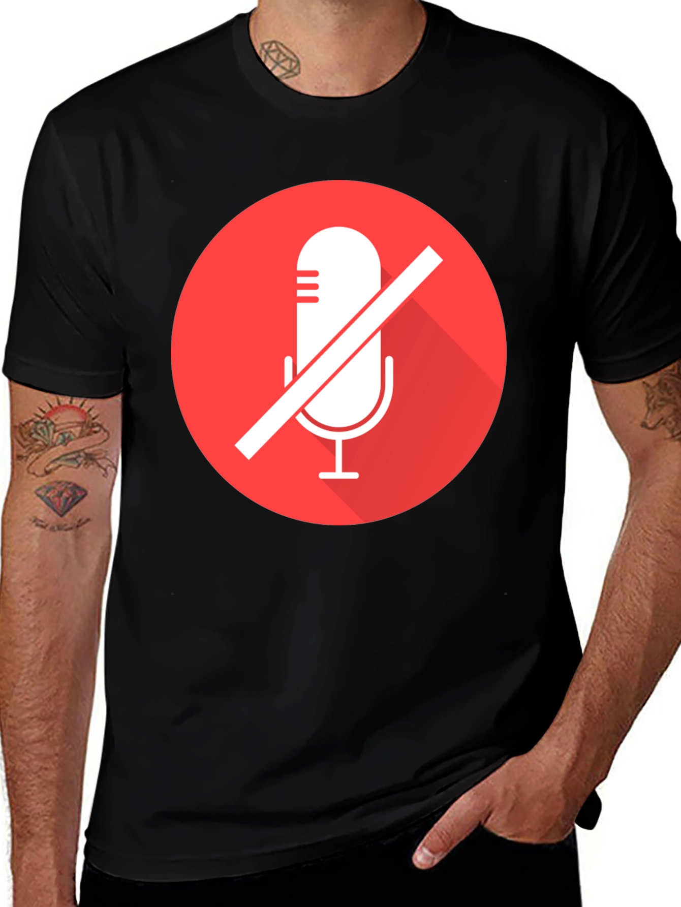 Variant 9 of Mute Microphone Graphic Tee - Black