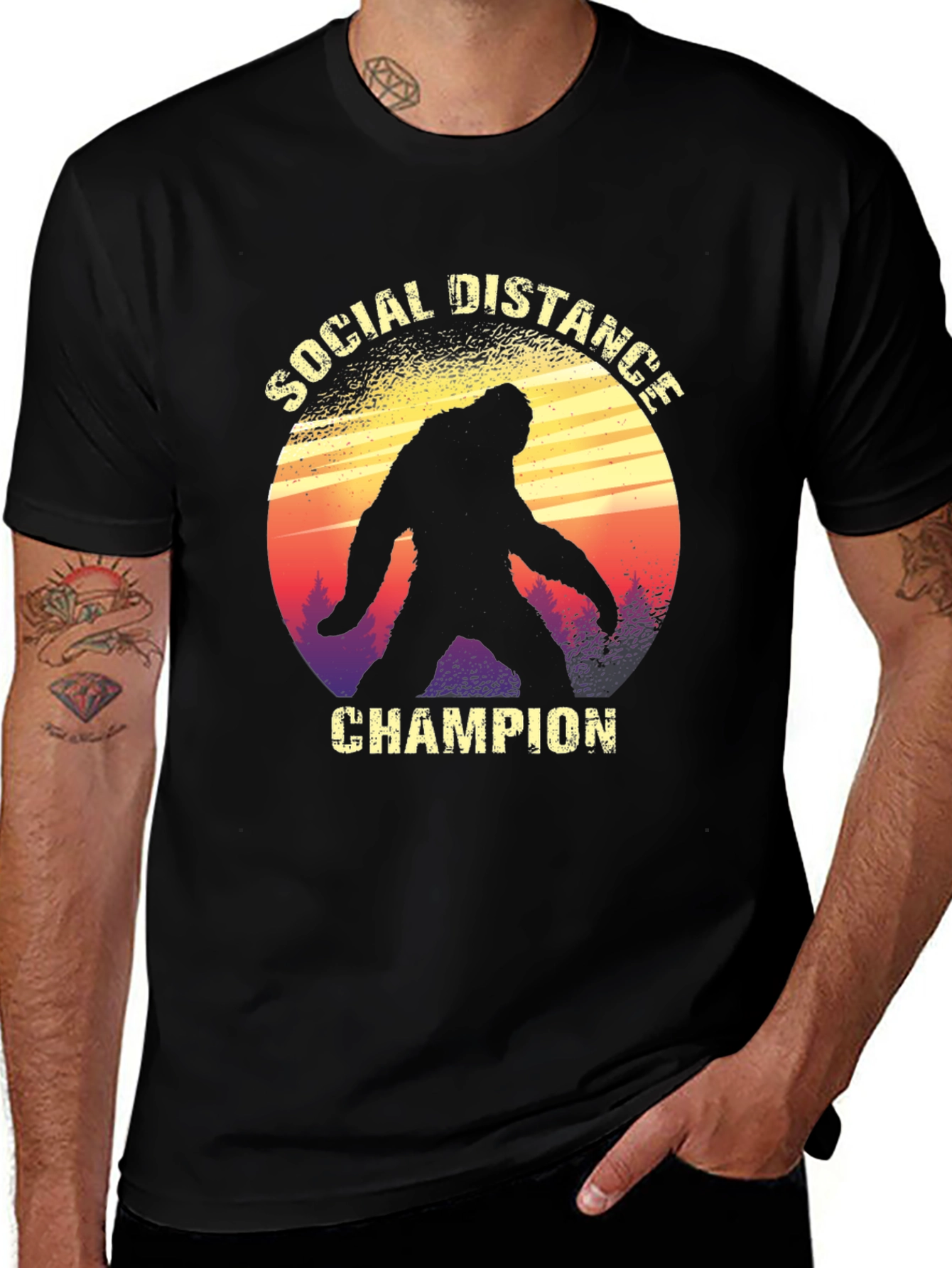 Social Distance Champion Bigfoot Graphic Tee