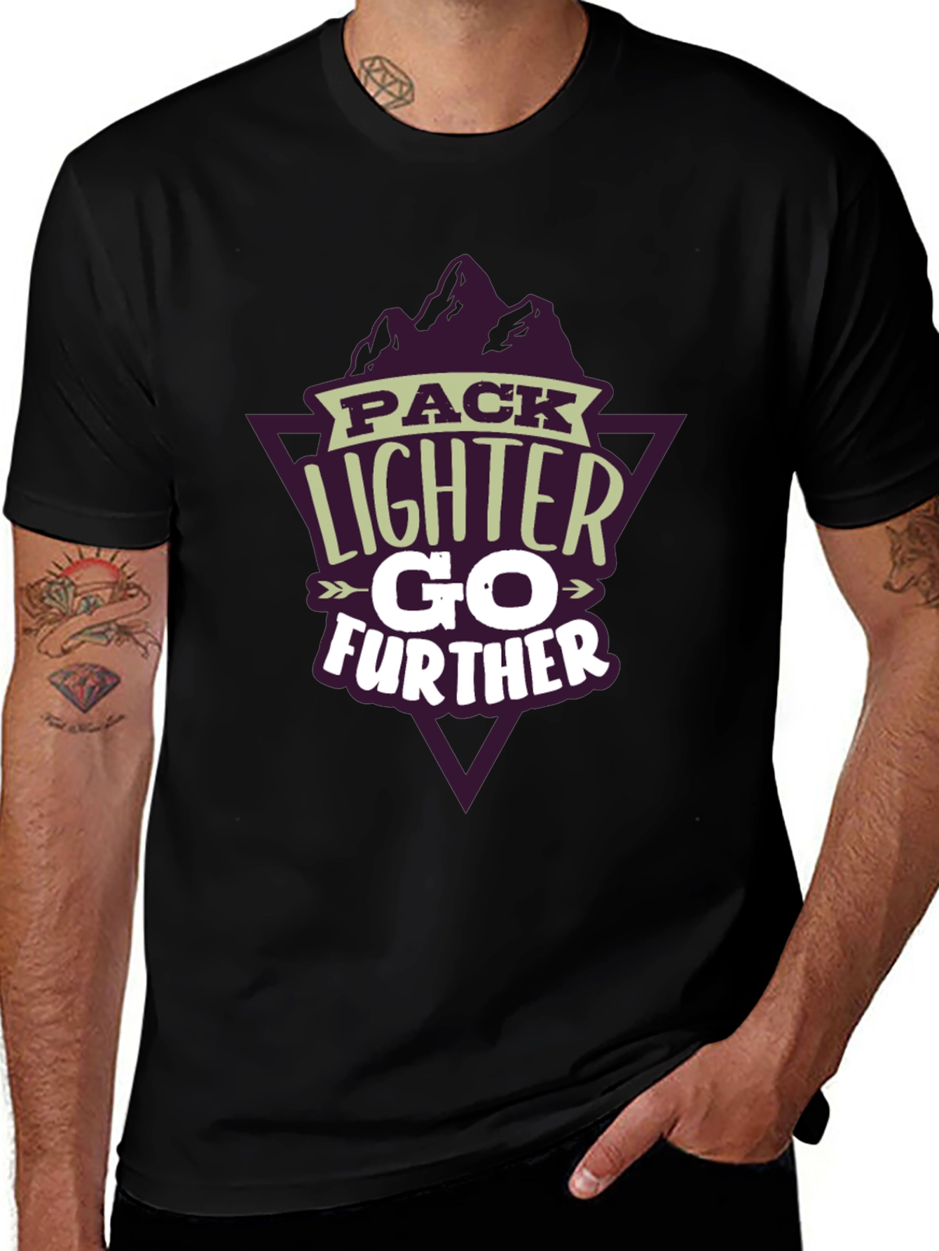 Variant 16 of Pack Lighter Go Further Black Graphic T-Shirt