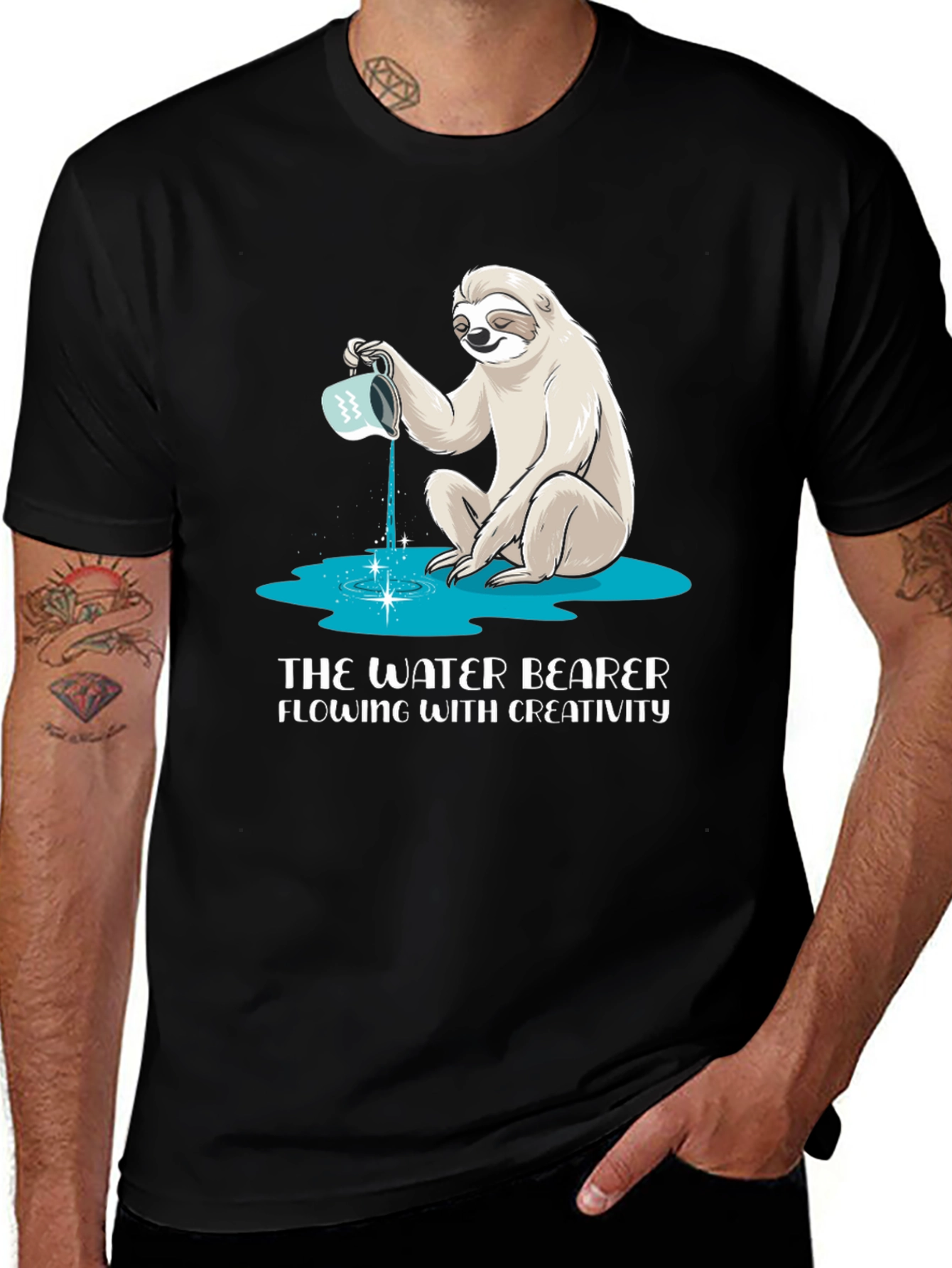 Variant 16 of Water Bearer Sloth T-Shirt - Flowing Creativity Design