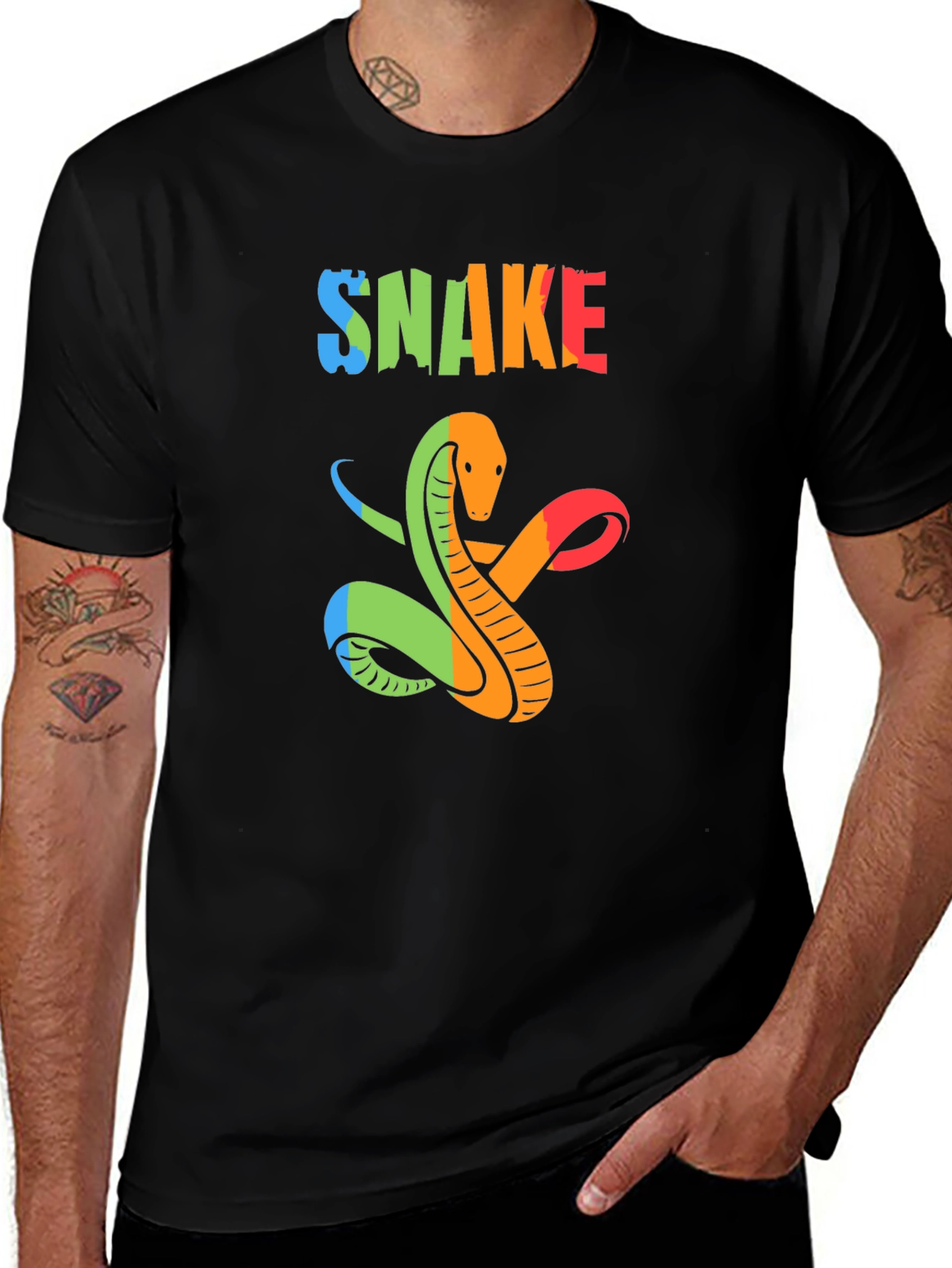 Variant 11 of Rainbow Snake Graphic Tee - Stylish Men's T-Shirt