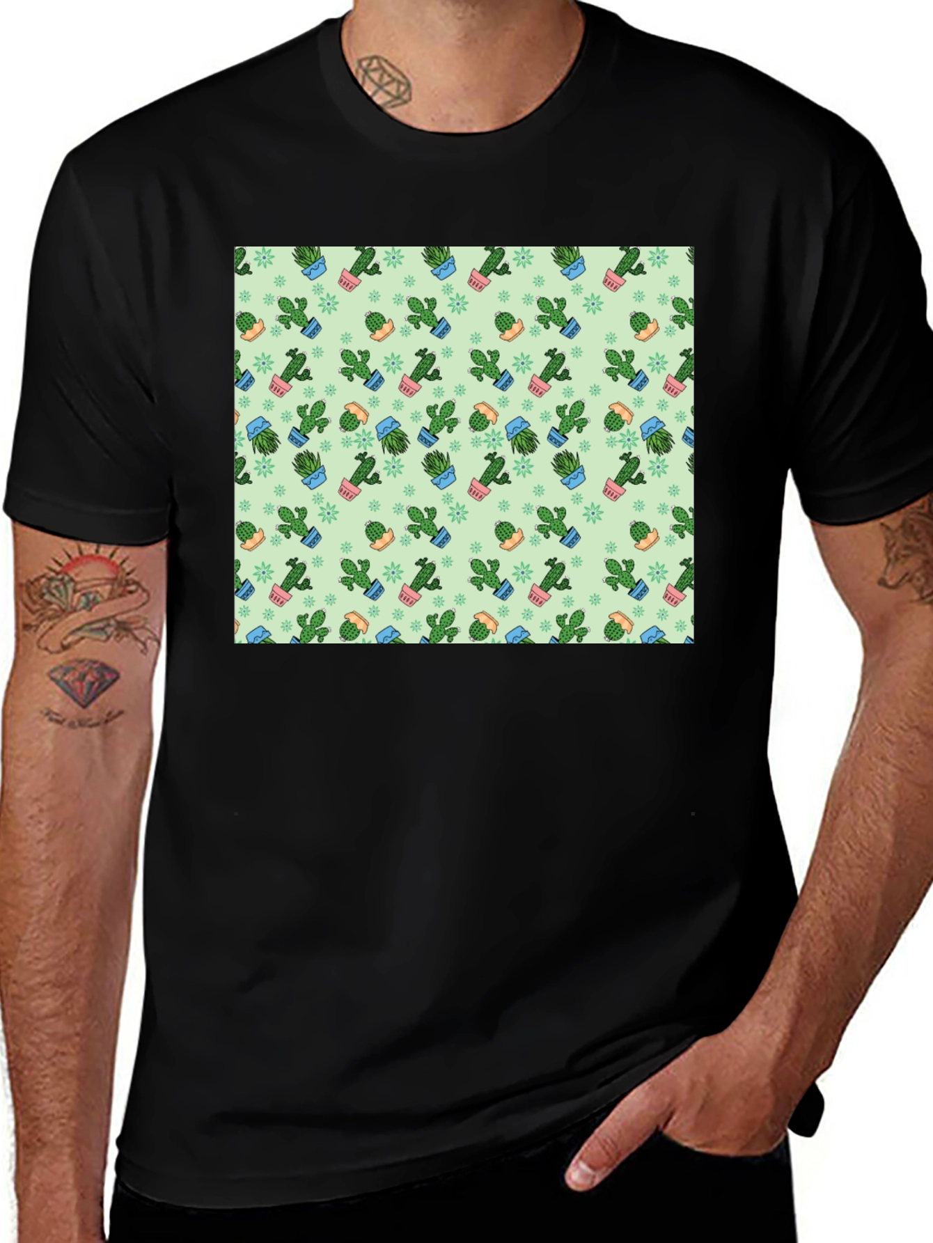 Variant 29 of Cactus Print Men's T-Shirt