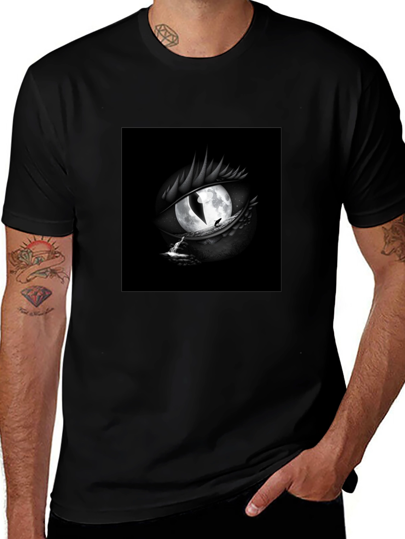 Variant 2 of Dragon Eye Moon T-Shirt - Black