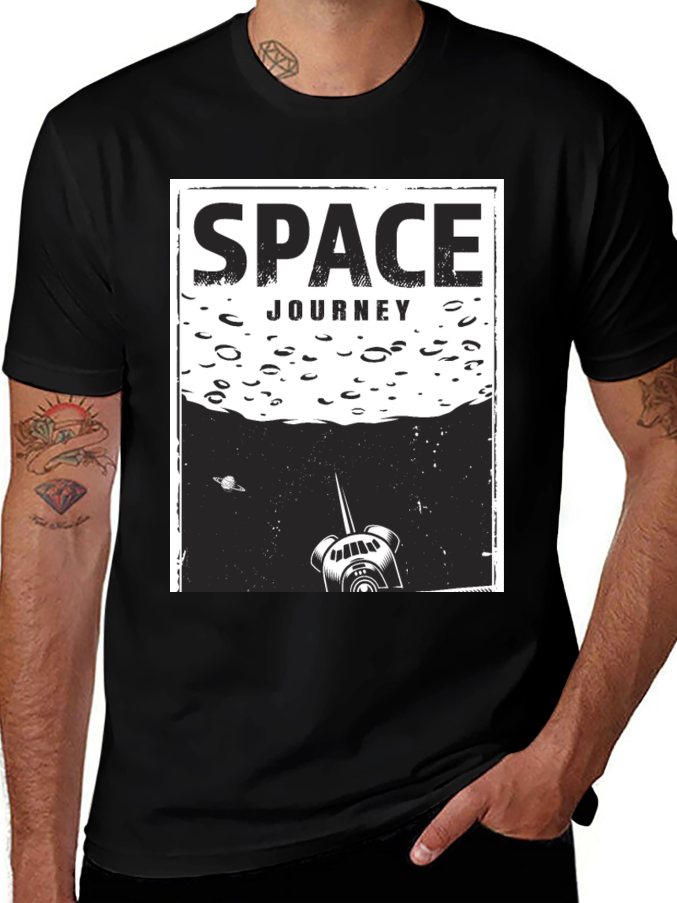 Variant 25 of Space Journey Graphic T-Shirt - Unisex Black Tee