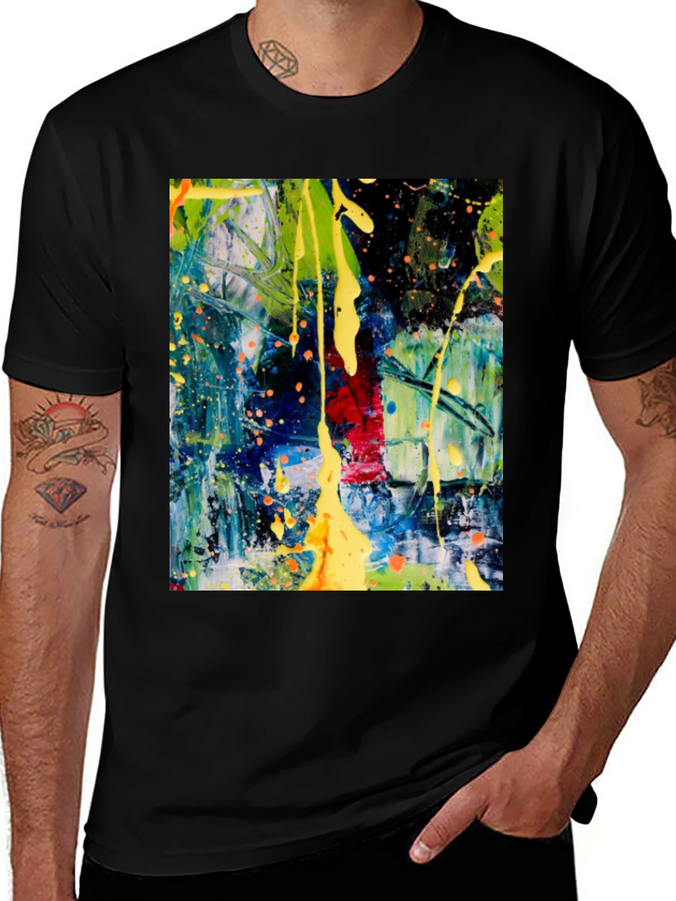 Variant 5 of Abstract Art Graphic Tee - Vivid Colors, Unique Design