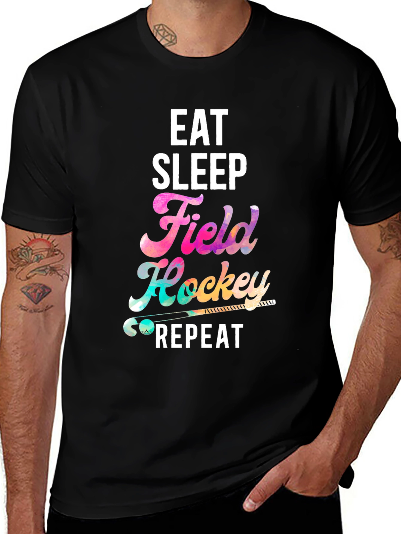 Variant 25 of Eat Sleep Field Hockey Repeat Black T-Shirt
