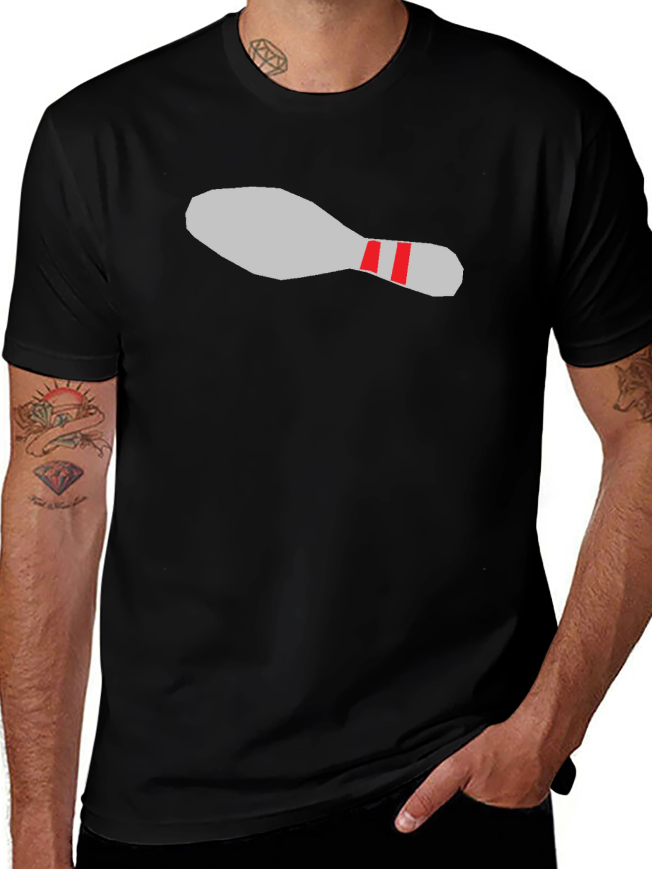 Variant 23 of Bowling Pin Graphic Tee - Black Cotton Casual T-Shirt