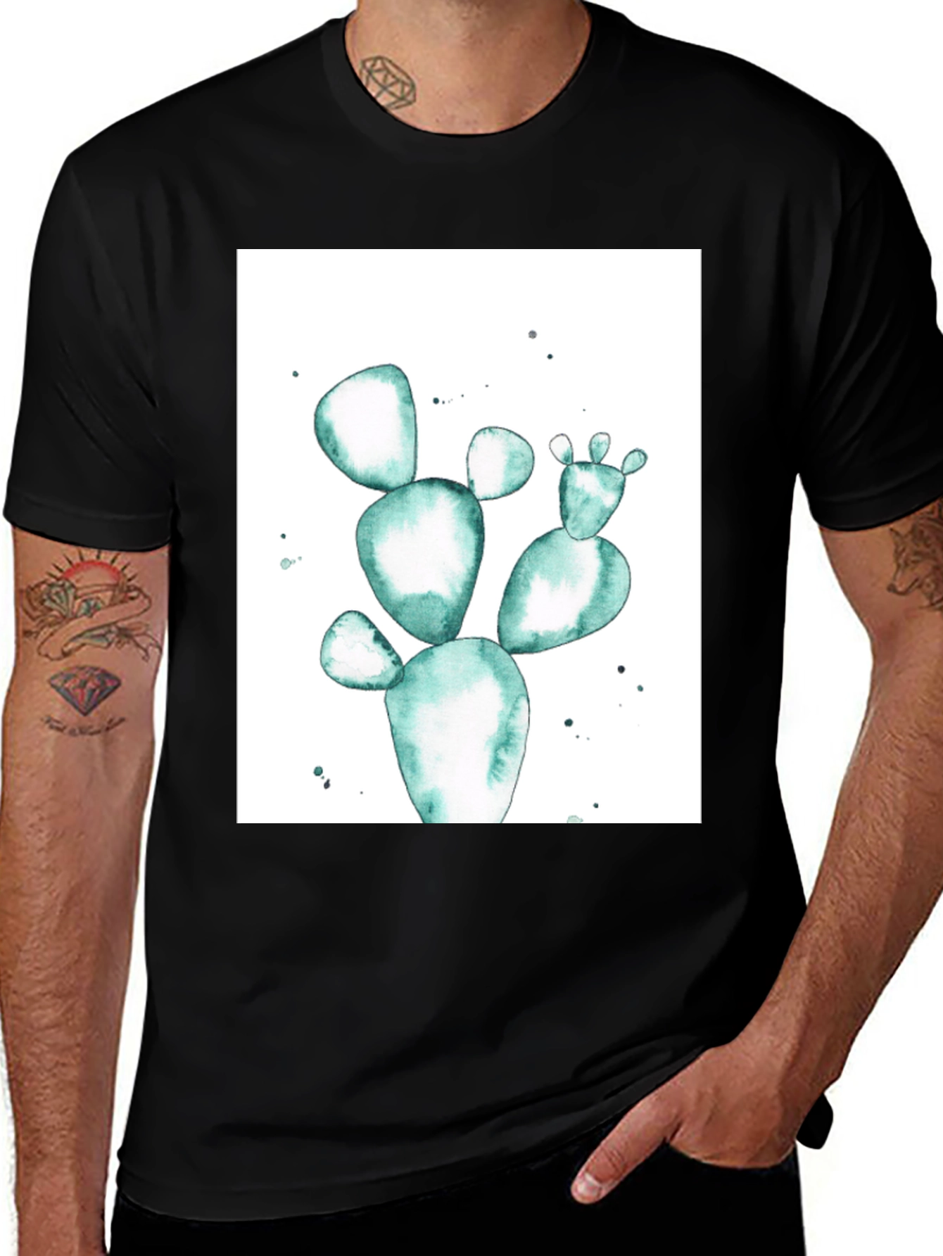 Variant 18 of Cactus Graphic Black T-Shirt