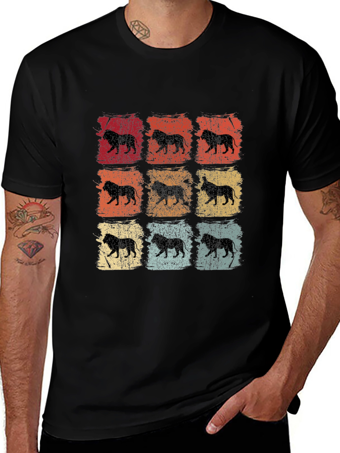 Variant 26 of Retro Lion Print Men's T-Shirt