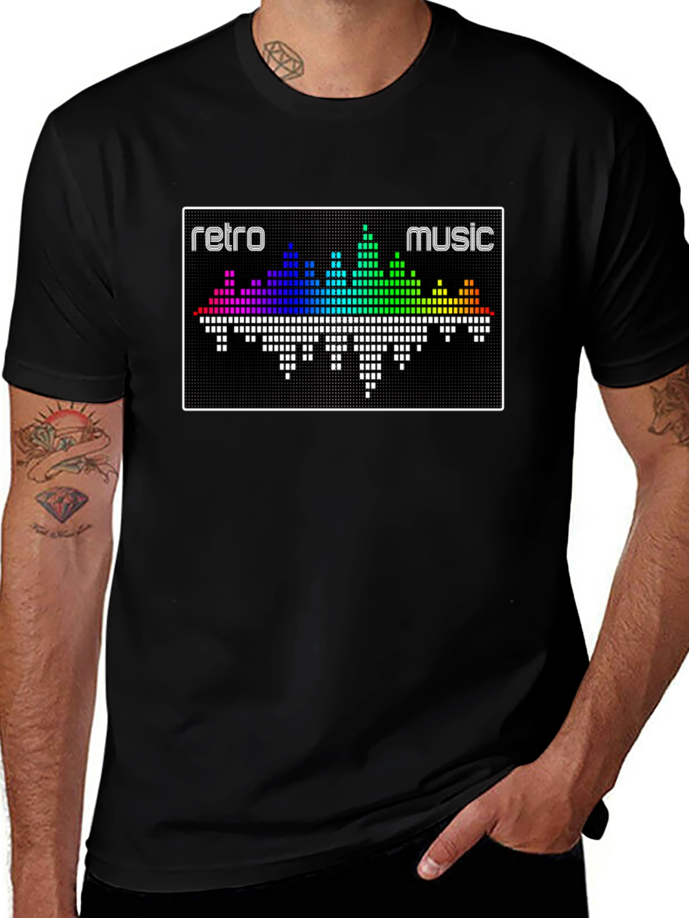 Variant 25 of Retro Music Graphic T-Shirt - Pixelated Equalizer Design