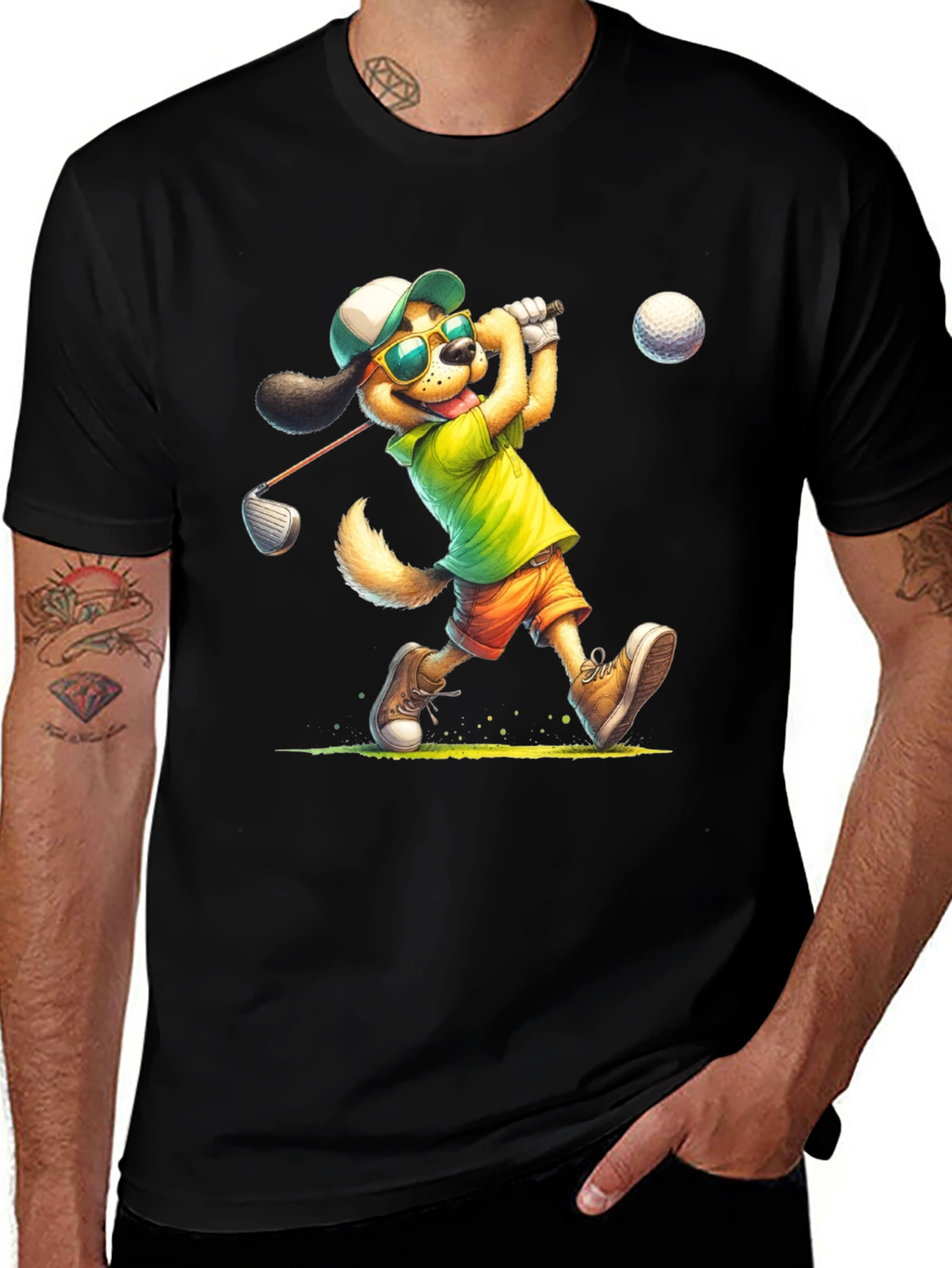 Variant 19 of Cartoon Dog Golfer T-Shirt