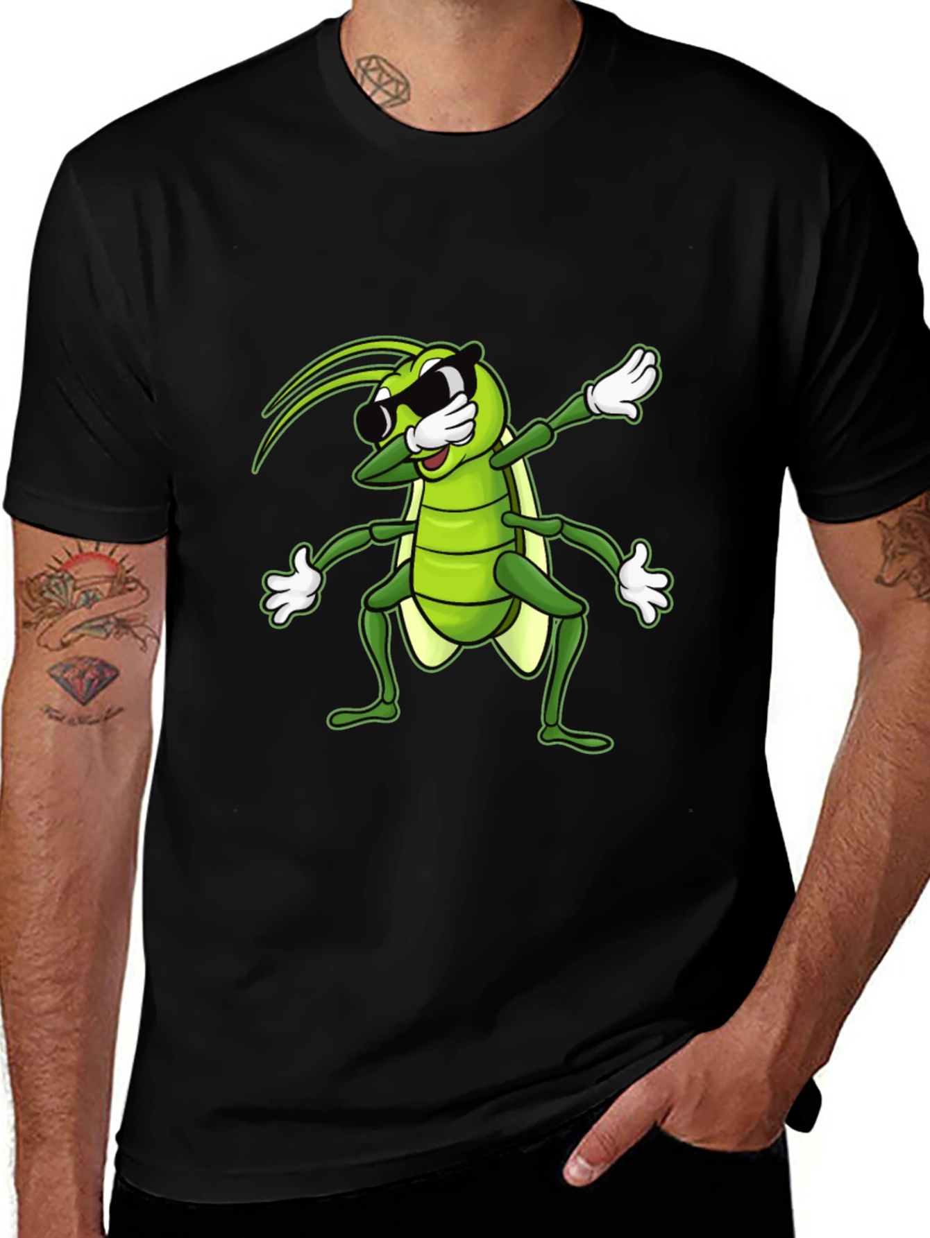 Variant 30 of Dabbing Grasshopper Graphic Tee - Cool Bug T-Shirt