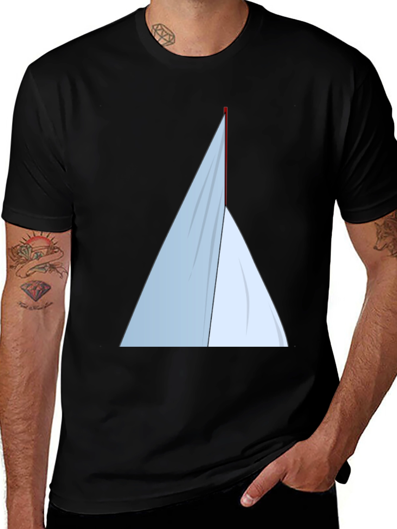 Variant 7 of Minimalist Sailboat Graphic Tee - Black