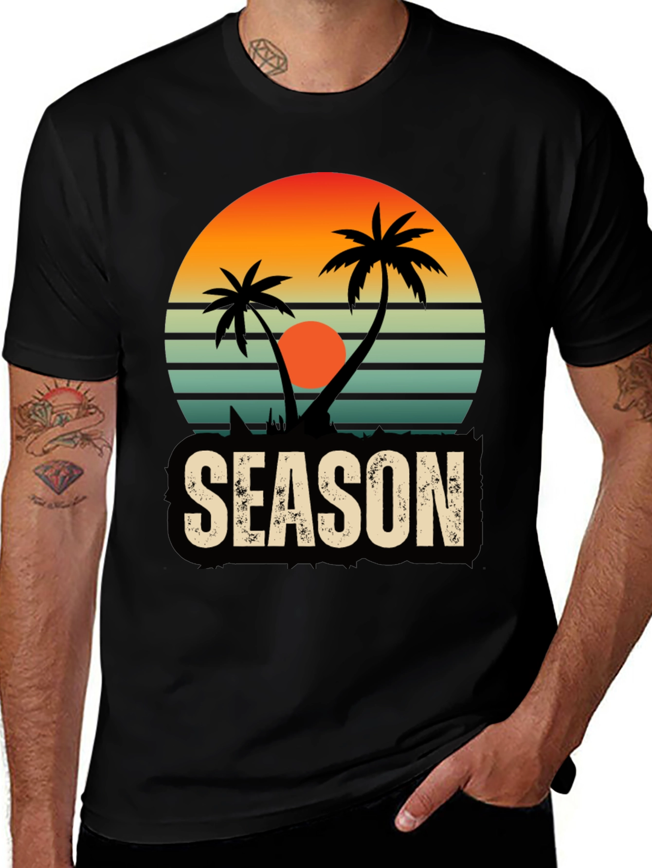 Variant 19 of Tropical Season Black T-Shirt