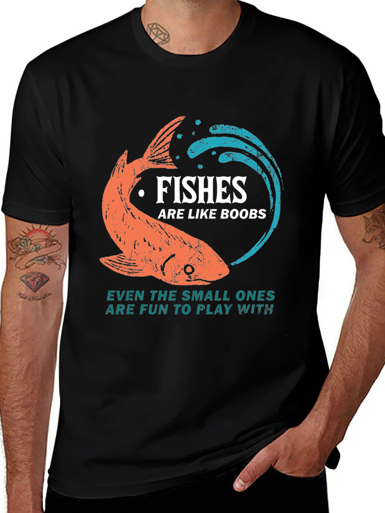 Variant 8 of Fishes Are Like Boobs Graphic T-Shirt