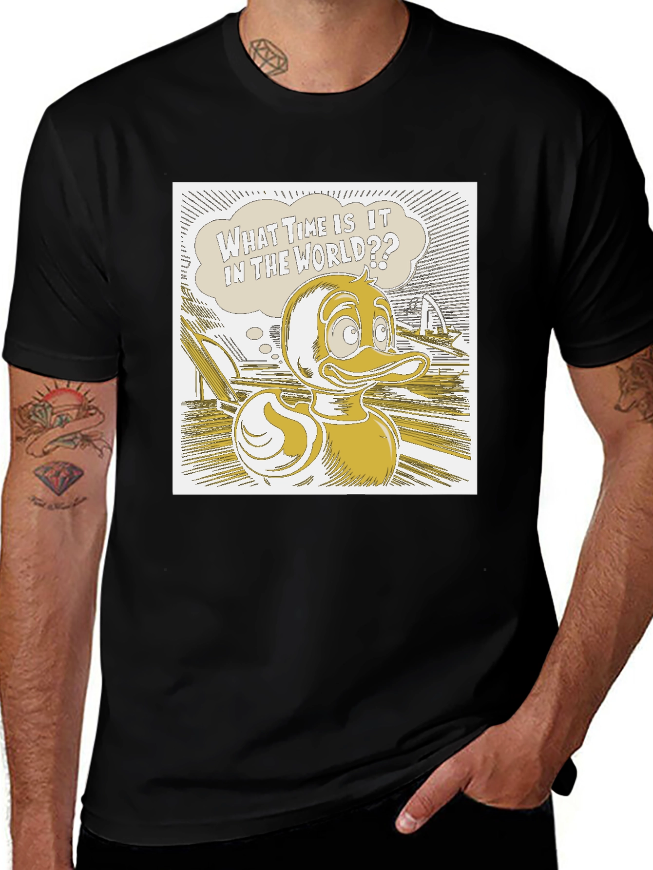 Variant 9 of Duck Time T-Shirt: What Time is it in the World?