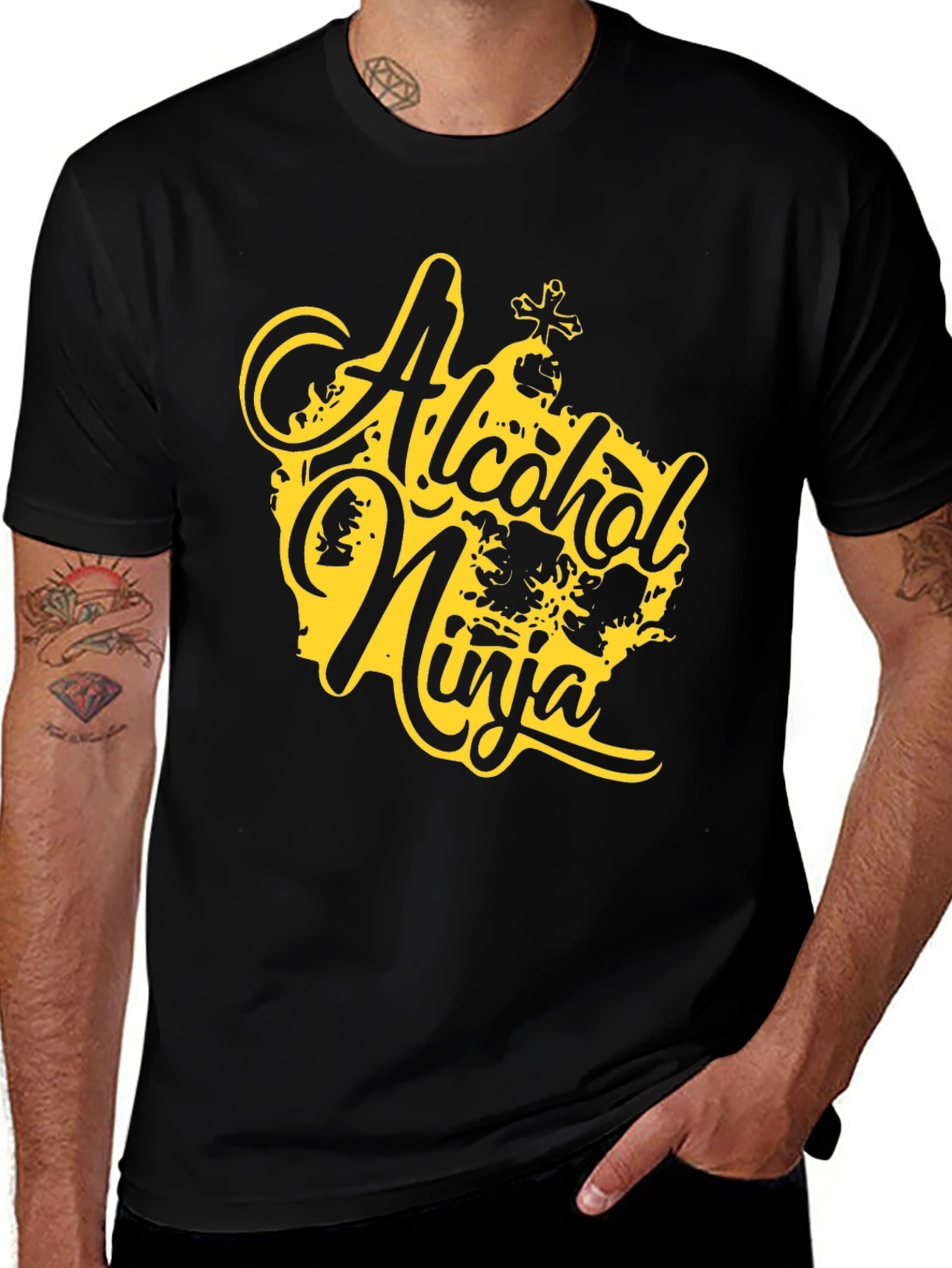 Variant 19 of Alcohol Ninja Black Graphic Tee