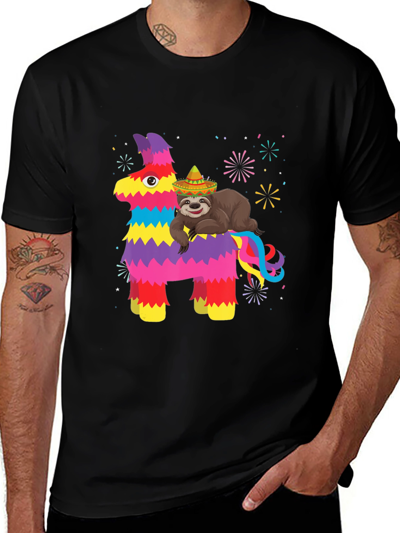 Variant 3 of Fiesta Fun T-Shirt: Sloth on Pinata