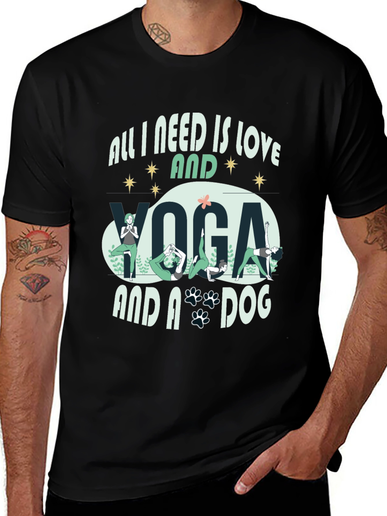 Variant 14 of Love, Yoga & Dog Tee - Comfort Fit Graphic T-Shirt