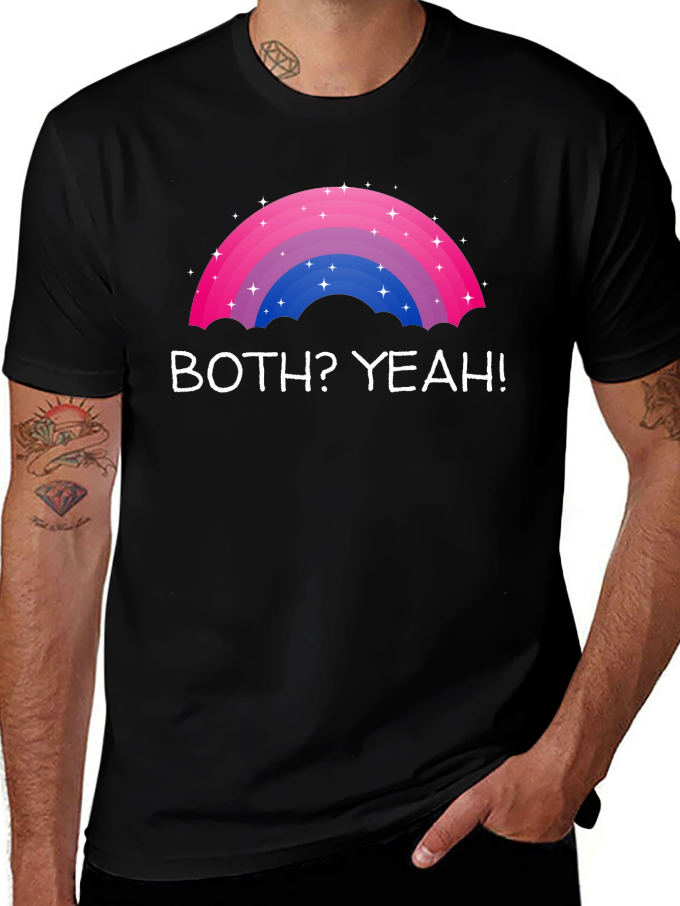 Variant 9 of Bisexual Pride Rainbow T-Shirt - Both? Yeah!
