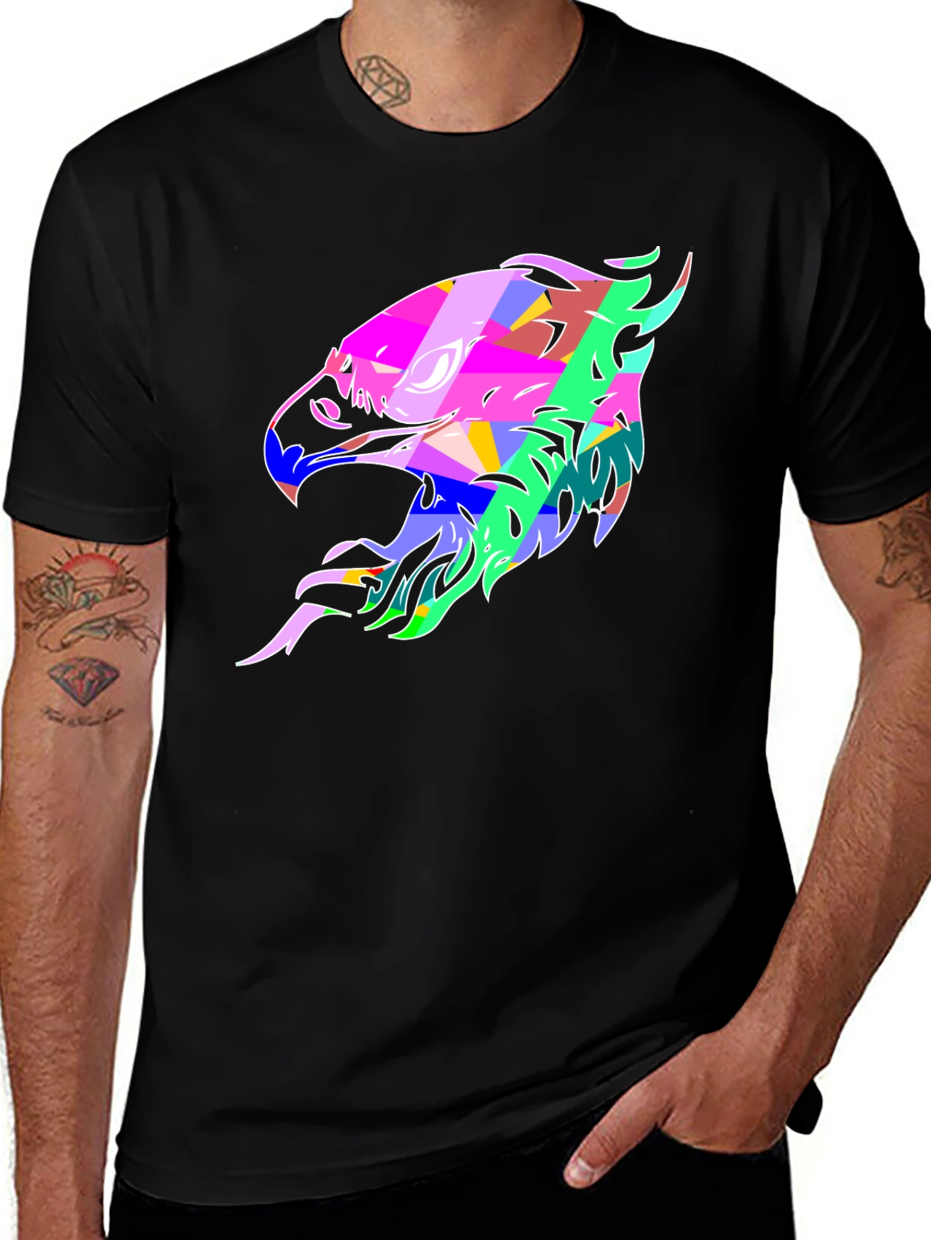Variant 19 of Abstract Eagle Graphic Print Black T-Shirt
