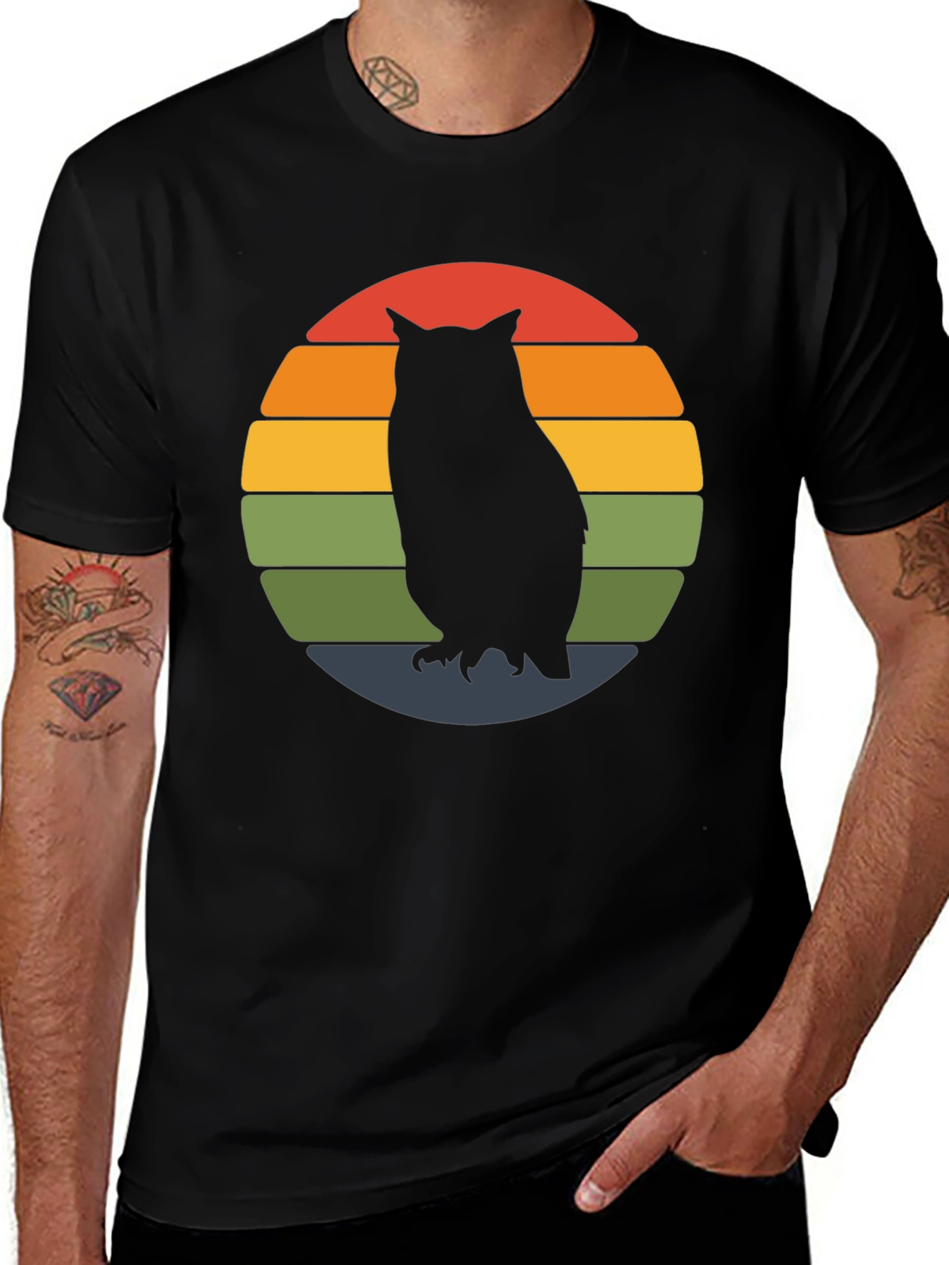Variant 26 of Retro Owl Sunset T-Shirt - Unique Graphic Tee