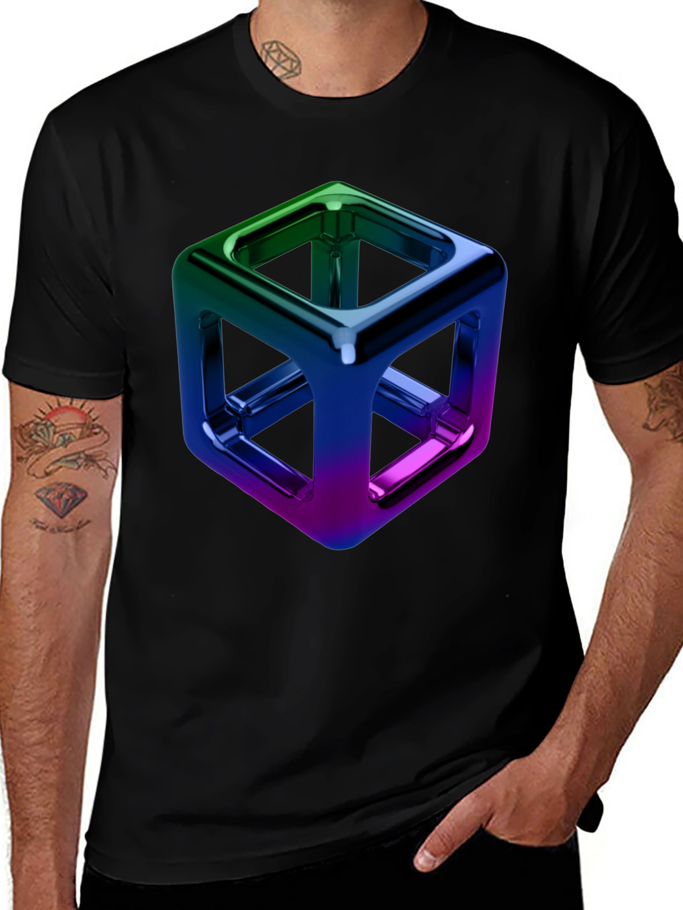 Variant 25 of Prism Cube Graphic Tee - Sleek, Modern Design