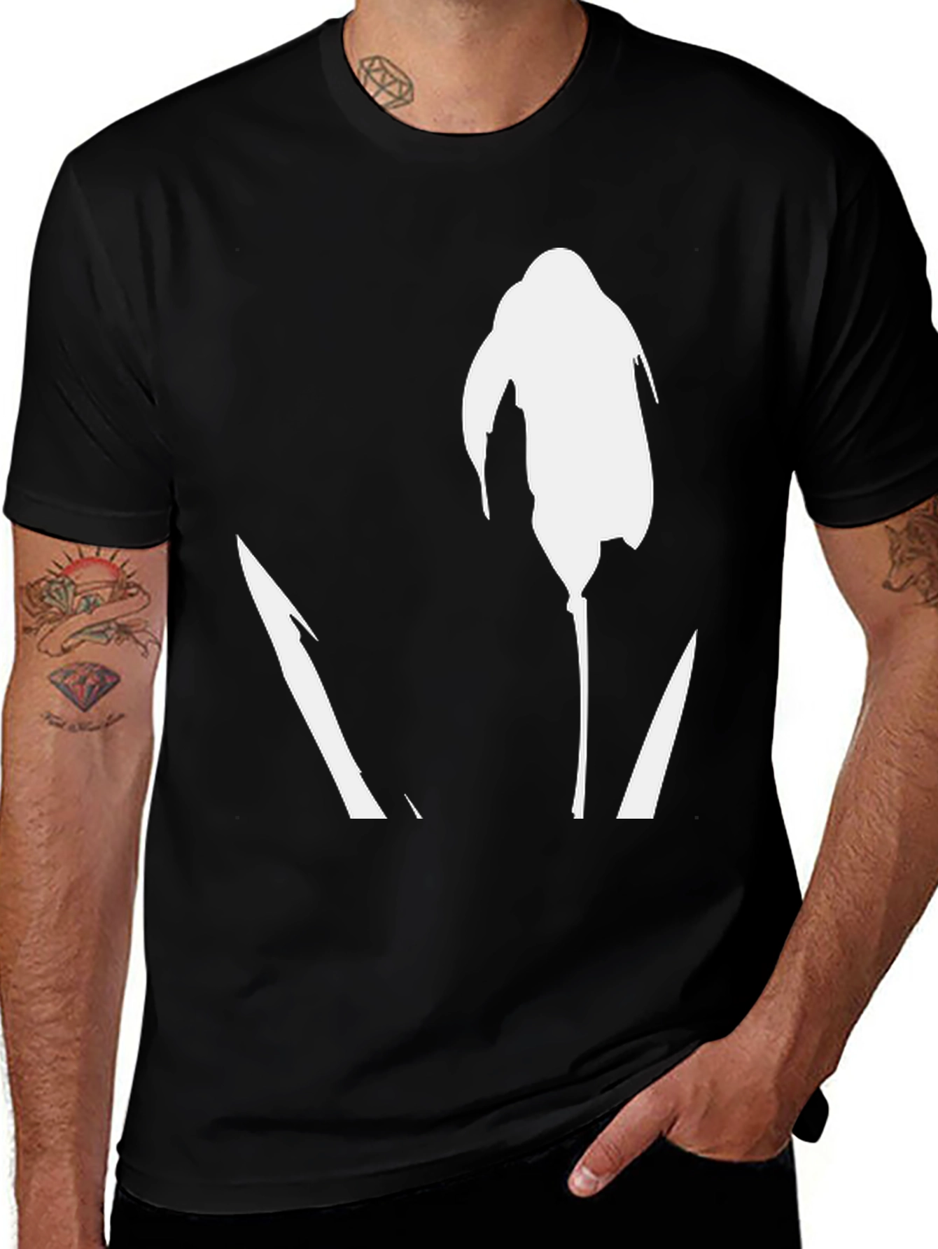 Abstract Flower Graphic T-Shirt - Black Casual Tee