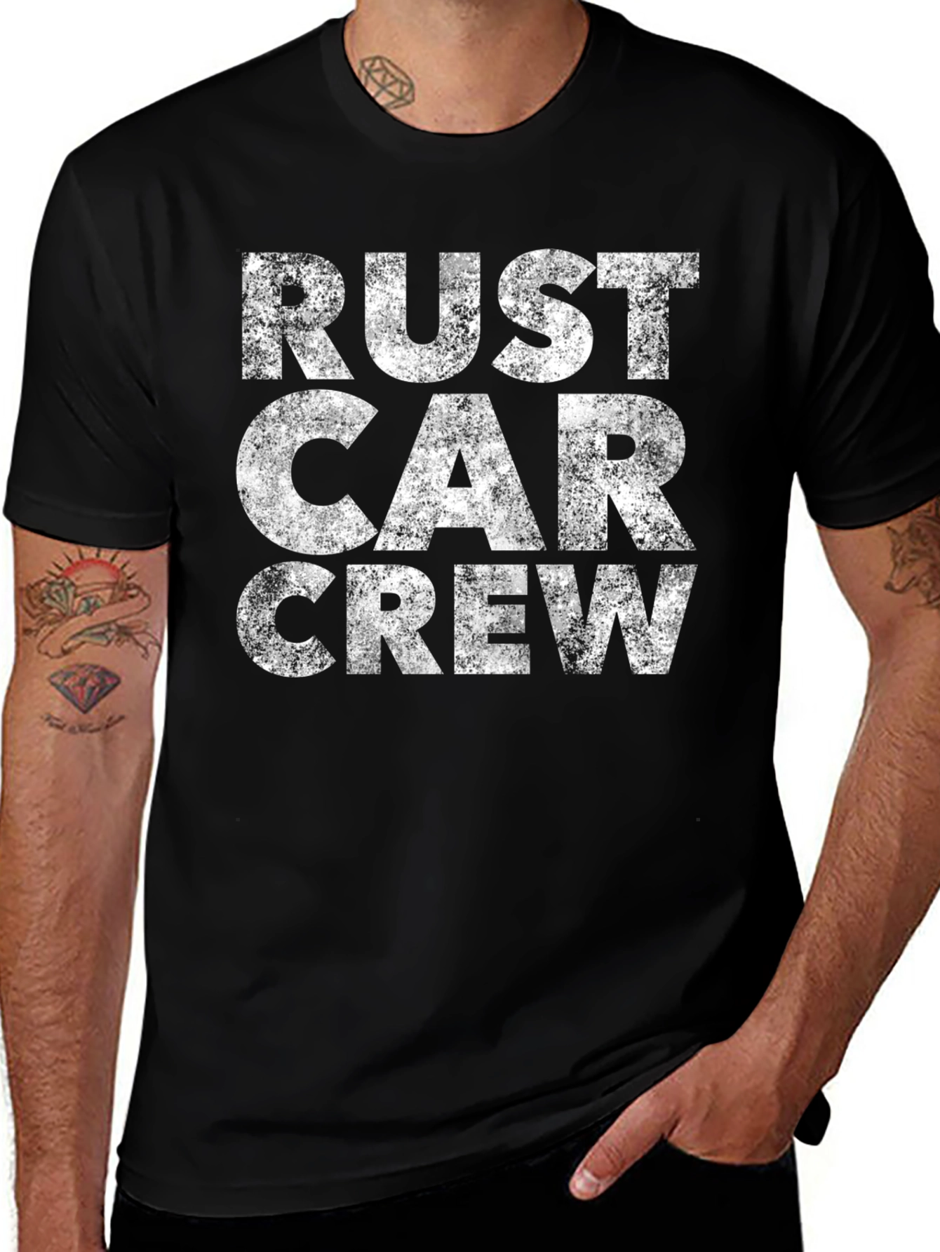 Variant 29 of Rust Car Crew Graphic Tee - Distressed Vintage Style