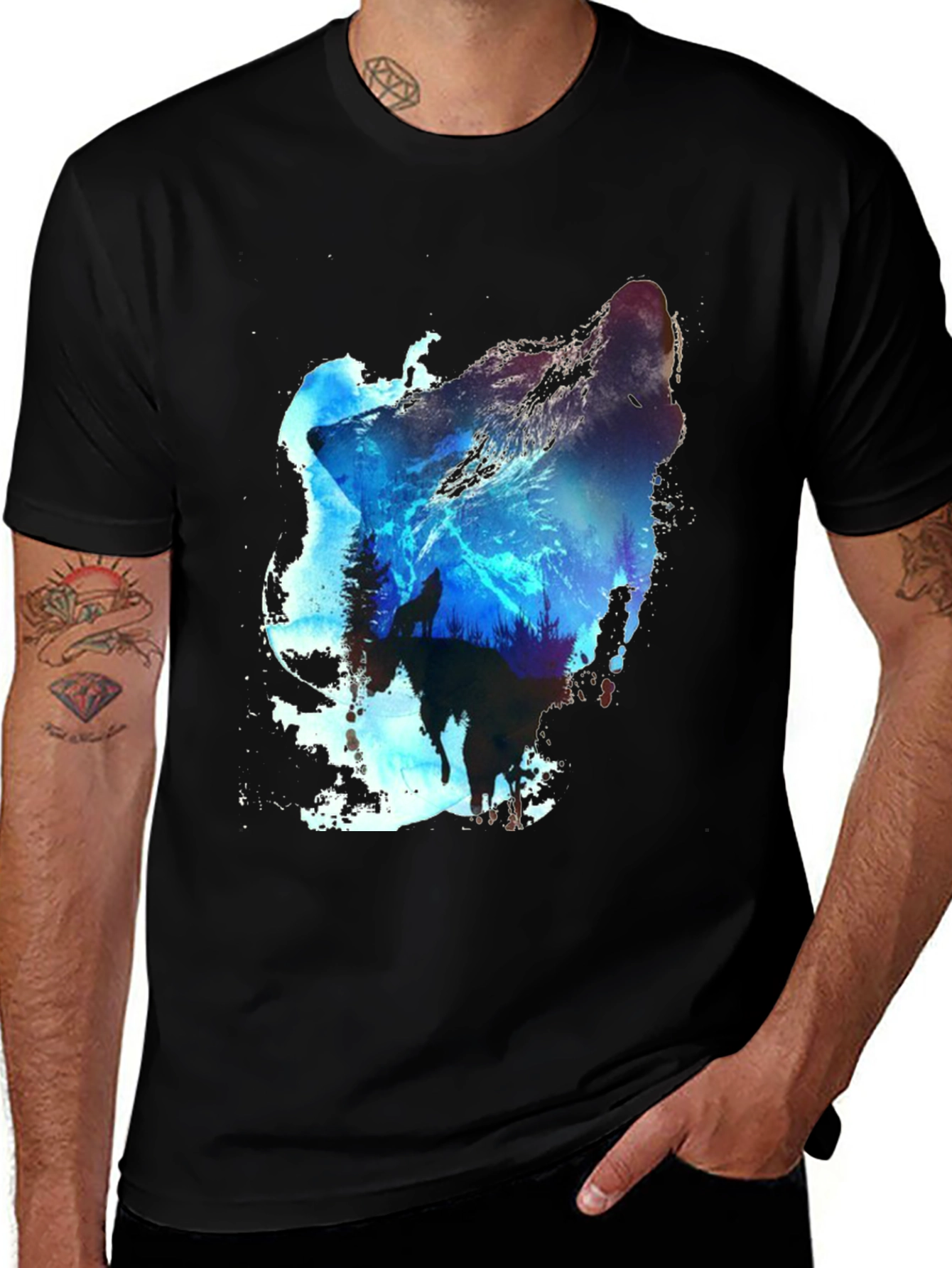 Variant 28 of Wolf Silhouette Graphic T-Shirt - Nature Inspired Tee