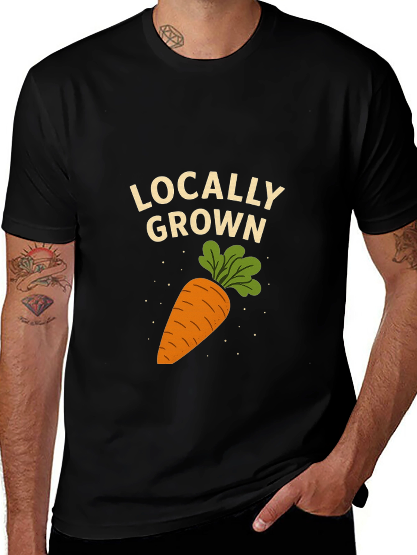 Variant 5 of Locally Grown Carrot Graphic Tee - Unisex Black T-Shirt