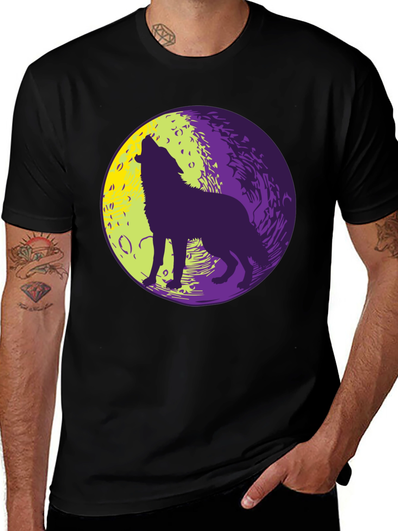 Variant 14 of Wolf Howling at Moon Graphic Tee