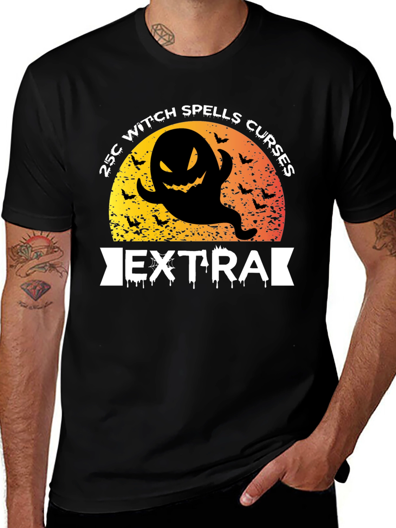 Variant 7 of Halloween Witch Spells Curses Extra Black T-Shirt