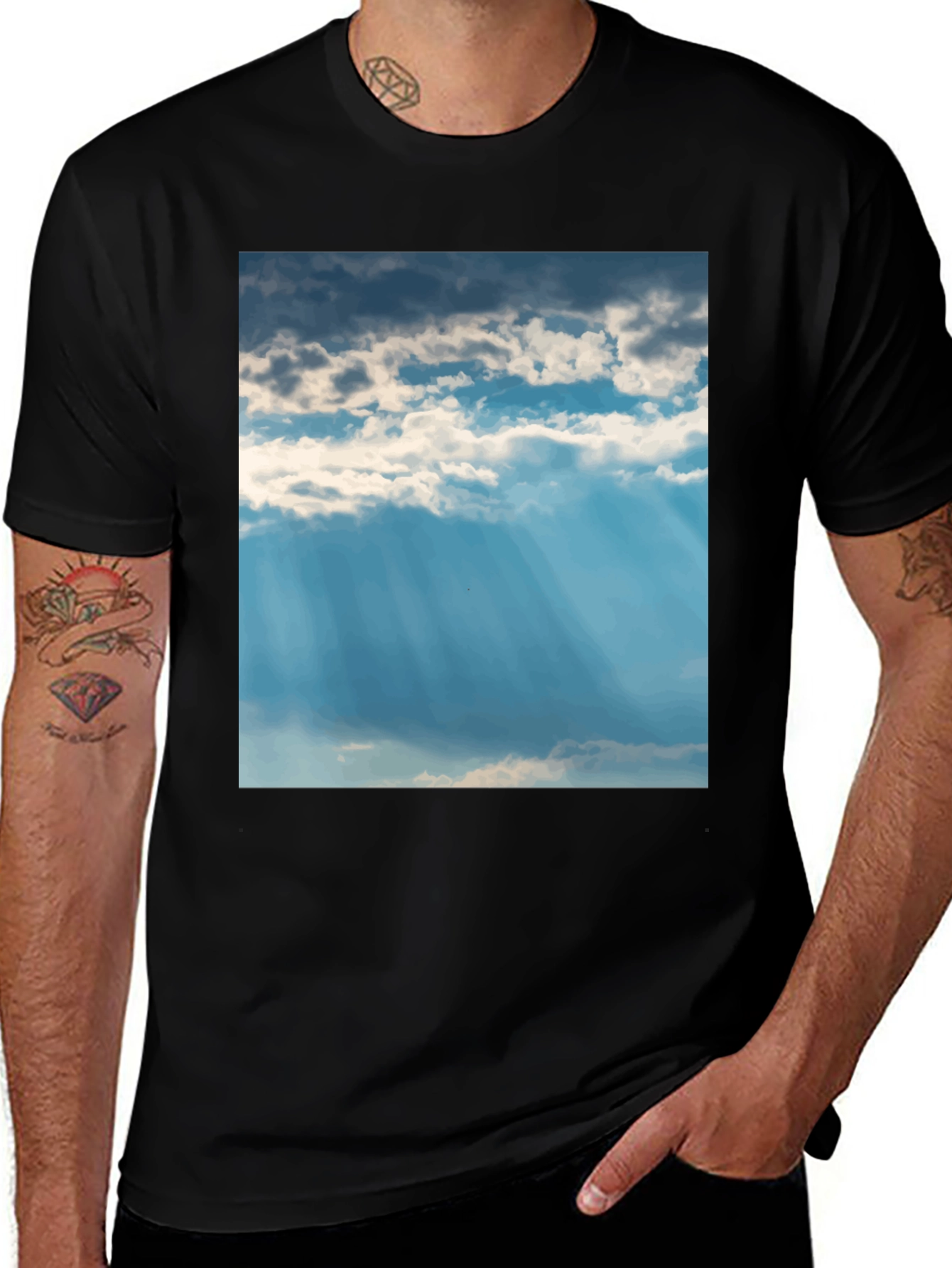 Variant 27 of Sky Cloudscape Graphic Tee - Unisex Black T-Shirt