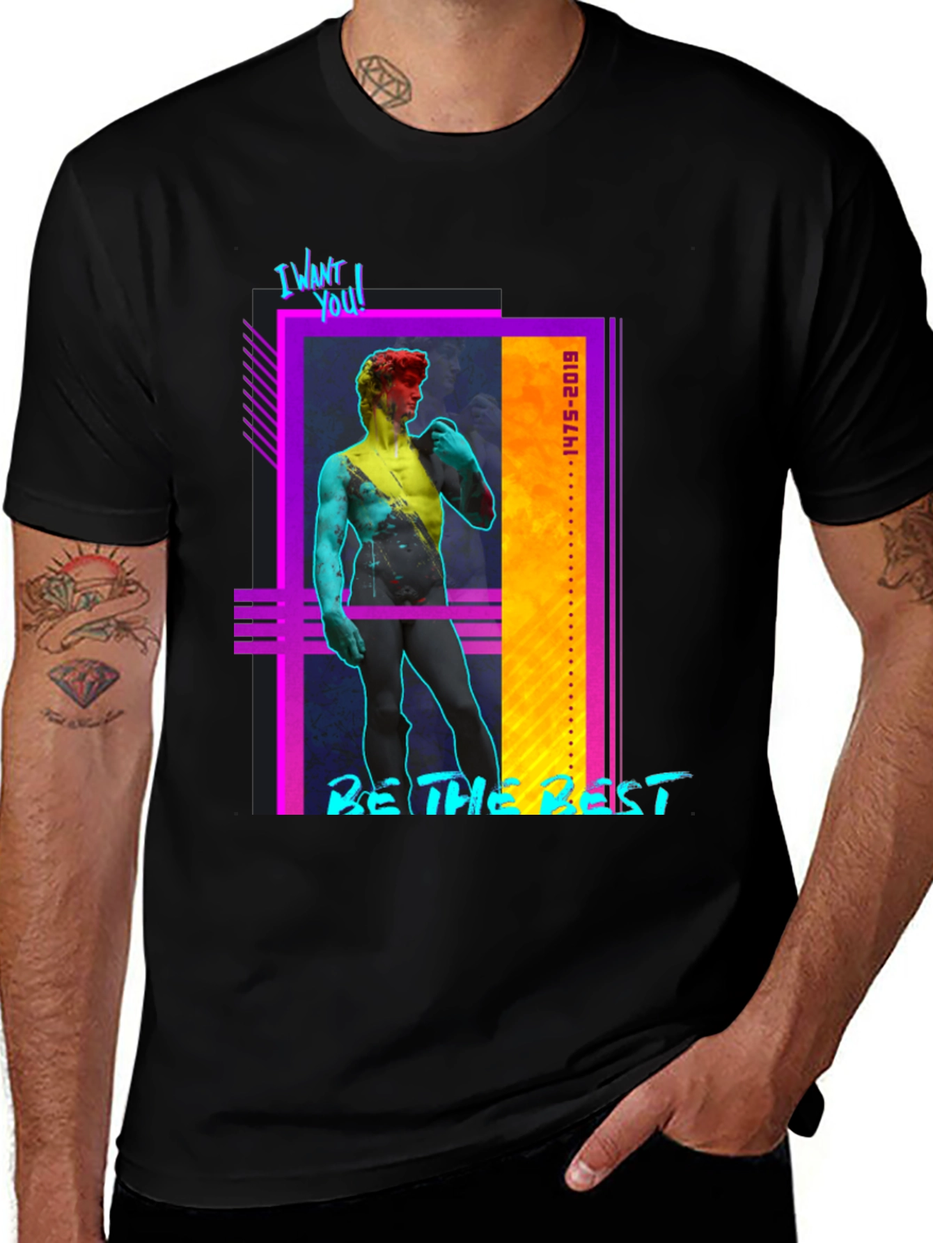 Variant 28 of Retro David Statue Graphic Tee - Be The Best T-Shirt